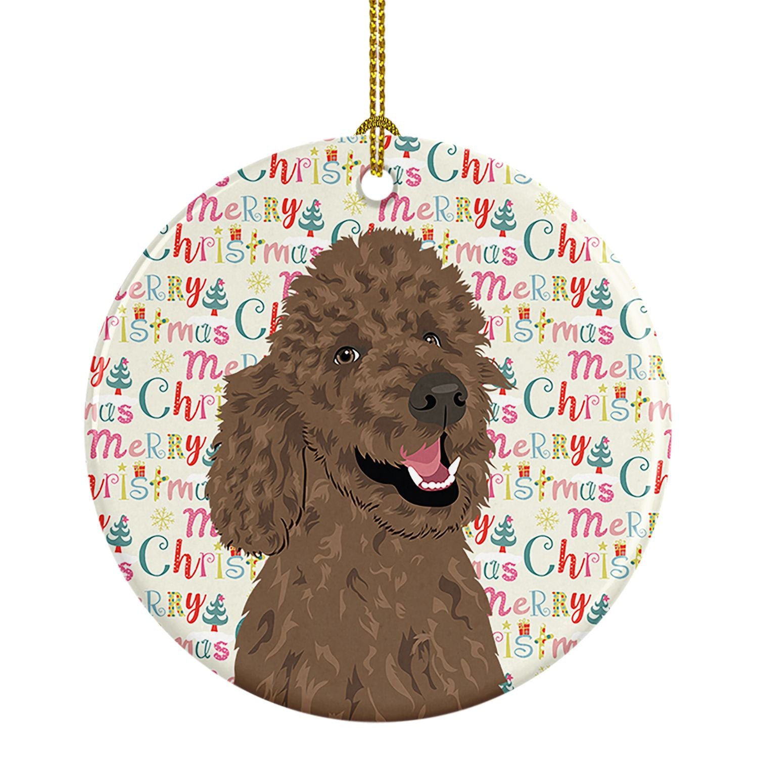 Poodle Standard Brown Christmas Ceramic Ornament Christmas Tree Hanging Decorations for Home Christmas Holiday, Party, Gift, 3 i