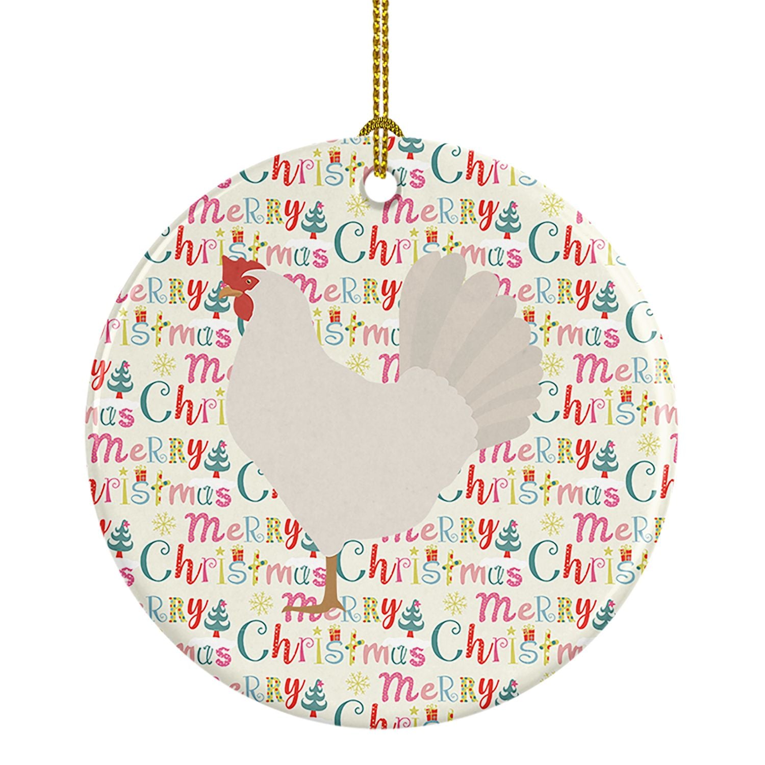 Leghorn Chicken Christmas Ceramic Ornament Christmas Tree Hanging Decorations for Home Christmas Holiday, Party, Gift, 3 in, Mul