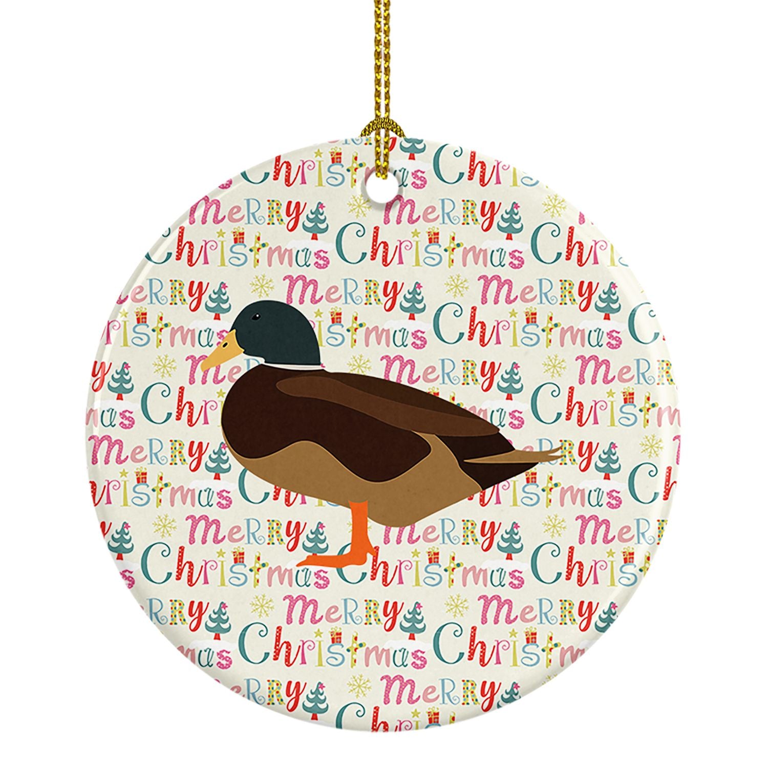 Silver Bantam Duck Christmas Ceramic Ornament Christmas Tree Hanging Decorations for Home Christmas Holiday, Party, Gift, 3 in, 