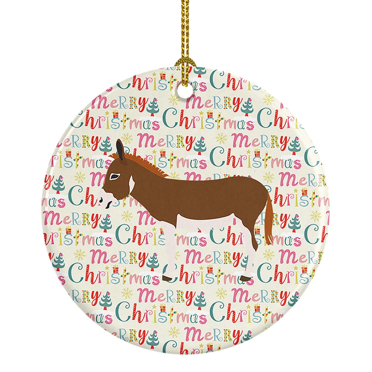 Miniature Mediterranian Donkey Christmas Ceramic Ornament Christmas Tree Hanging Decorations for Home Christmas Holiday, Party, 