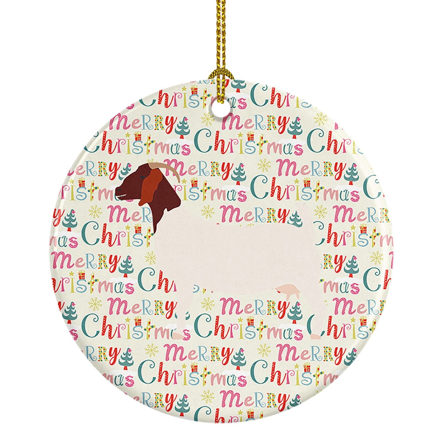 Boer Goat Christmas Ceramic Ornament Christmas Tree Hanging Decorations for Home Christmas Holiday, Party, Gift, 3 in, Multicolo