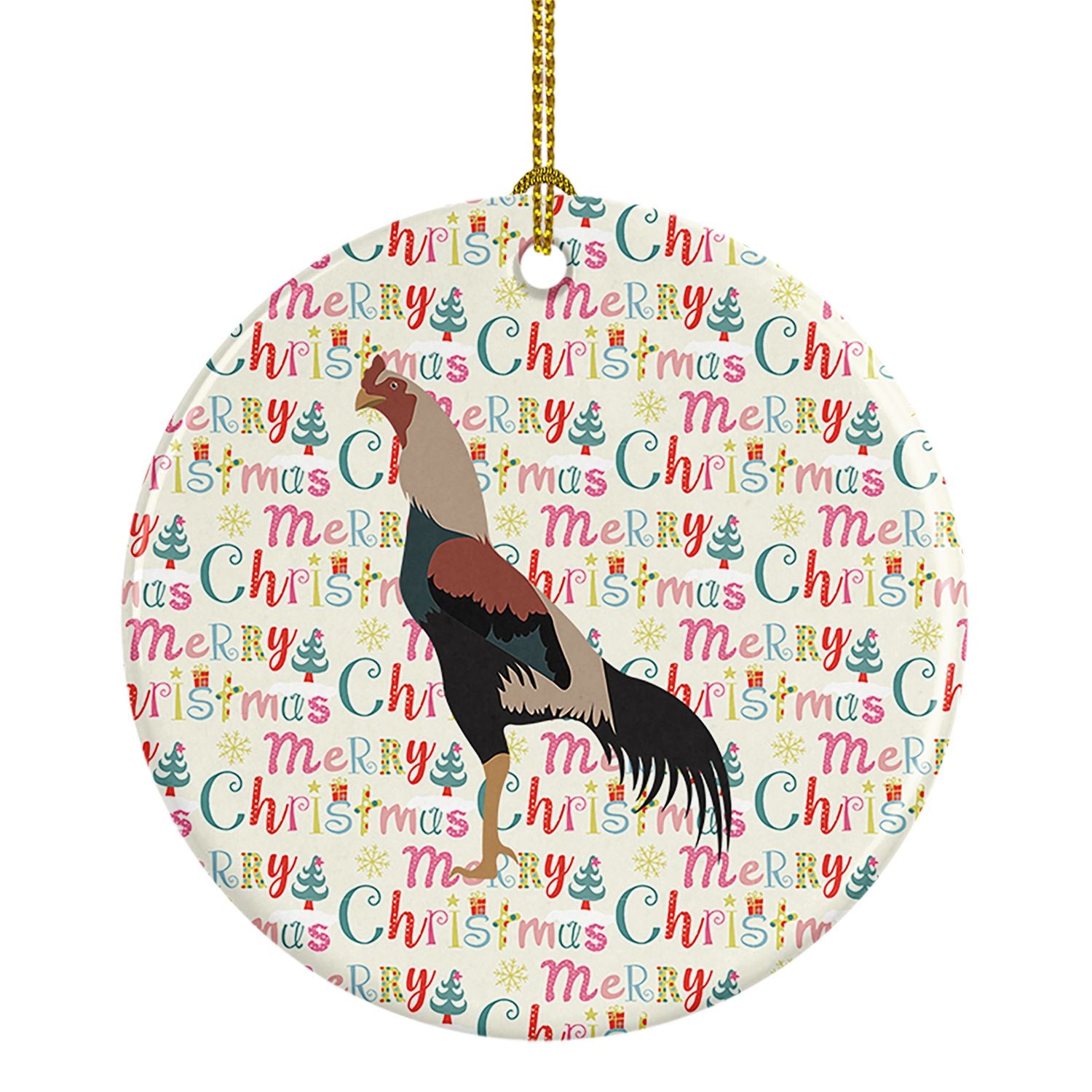 Kulang Chicken Christmas Ceramic Ornament Christmas Tree Hanging Decorations for Home Christmas Holiday, Party, Gift, 3 in, Mult