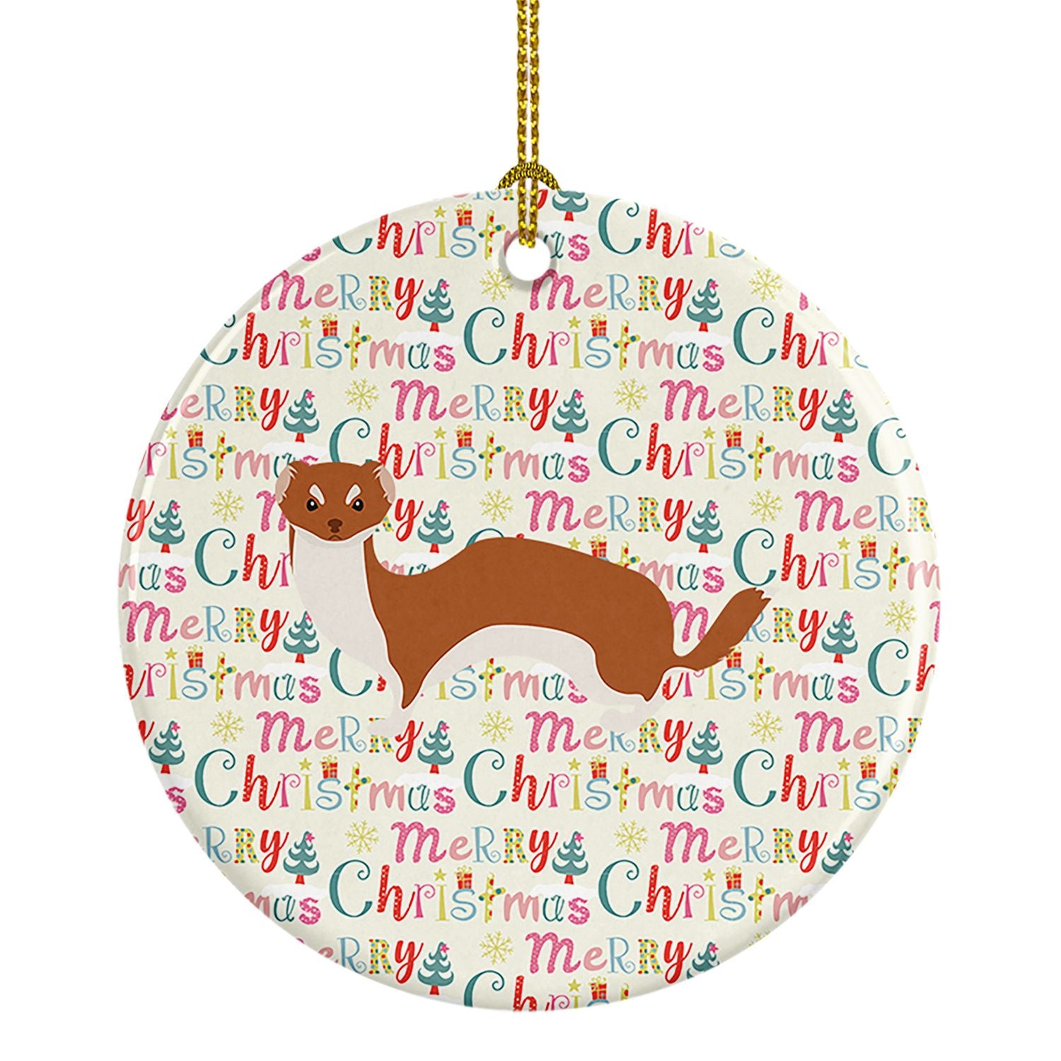 Weasel Christmas Ceramic Ornament Christmas Tree Hanging Decorations for Home Christmas Holiday, Party, Gift, 3 in, Multicolor