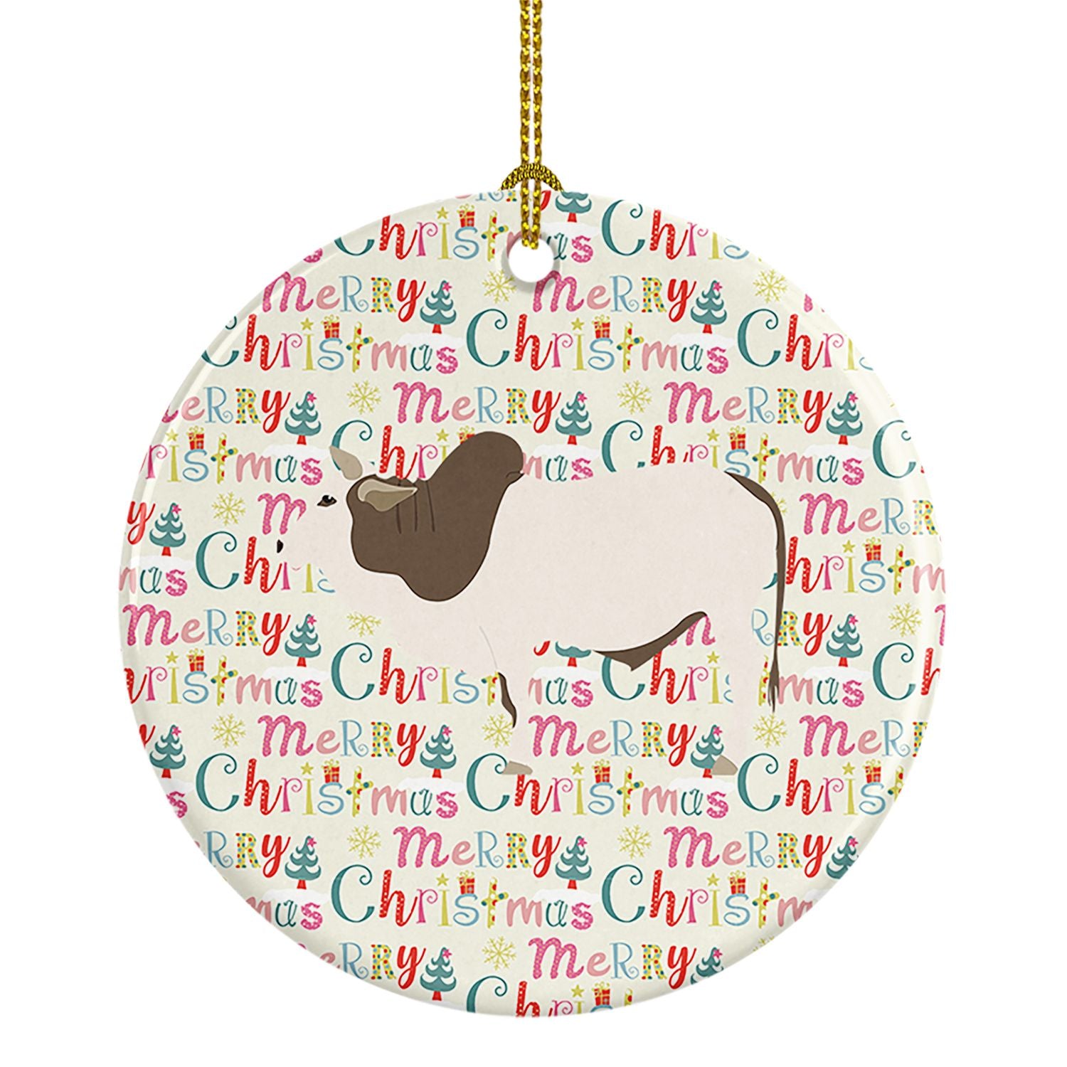 Malvi Cow Christmas Ceramic Ornament Christmas Tree Hanging Decorations for Home Christmas Holiday, Party, Gift, 3 in, Multicolo
