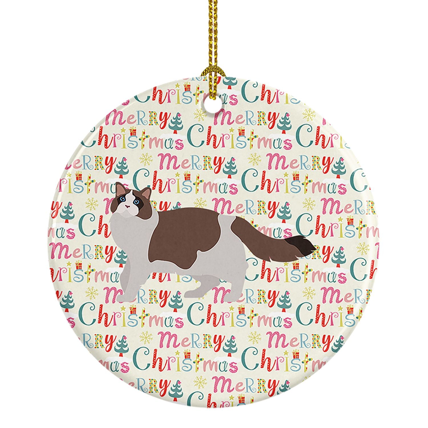 Ragdoll #3 Cat Christmas Ceramic Ornament Christmas Tree Hanging Decorations for Home Christmas Holiday, Party, Gift, 3 in, Mult