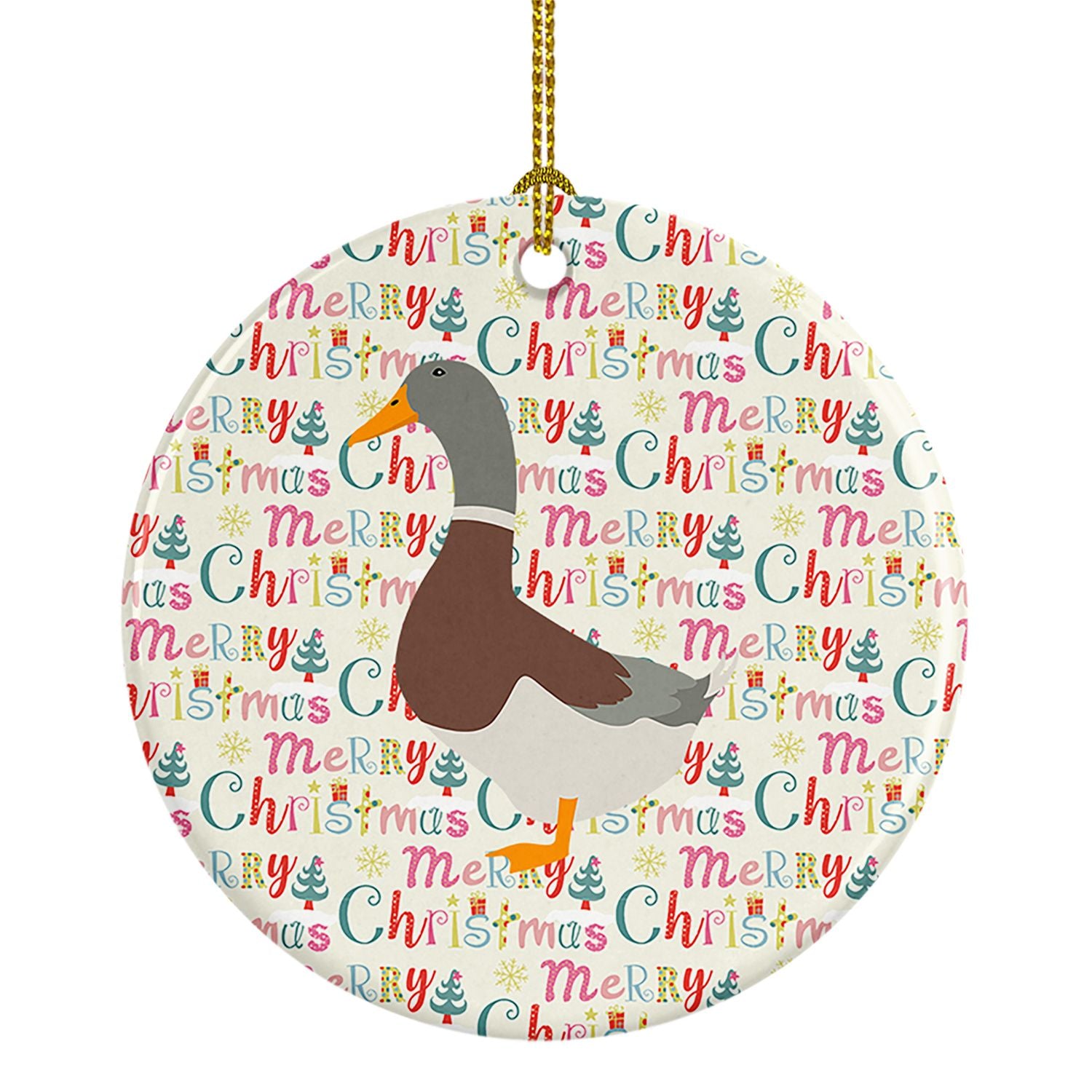 Saxony Sachsenente Duck Christmas Ceramic Ornament Christmas Tree Hanging Decorations for Home Christmas Holiday, Party, Gift, 3