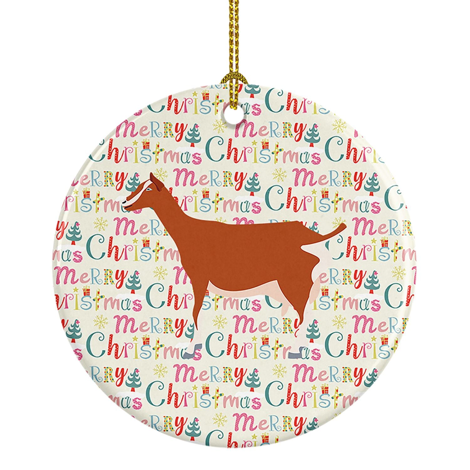 Toggenburger Goat Christmas Ceramic Ornament Christmas Tree Hanging Decorations for Home Christmas Holiday, Party, Gift, 3 in, M