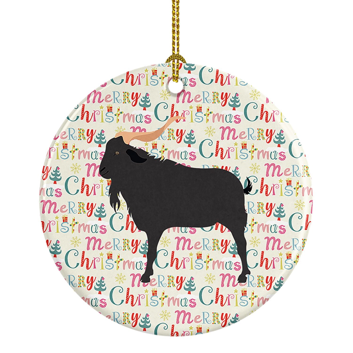 Verata Goat Christmas Ceramic Ornament Christmas Tree Hanging Decorations for Home Christmas Holiday, Party, Gift, 3 in, Multico