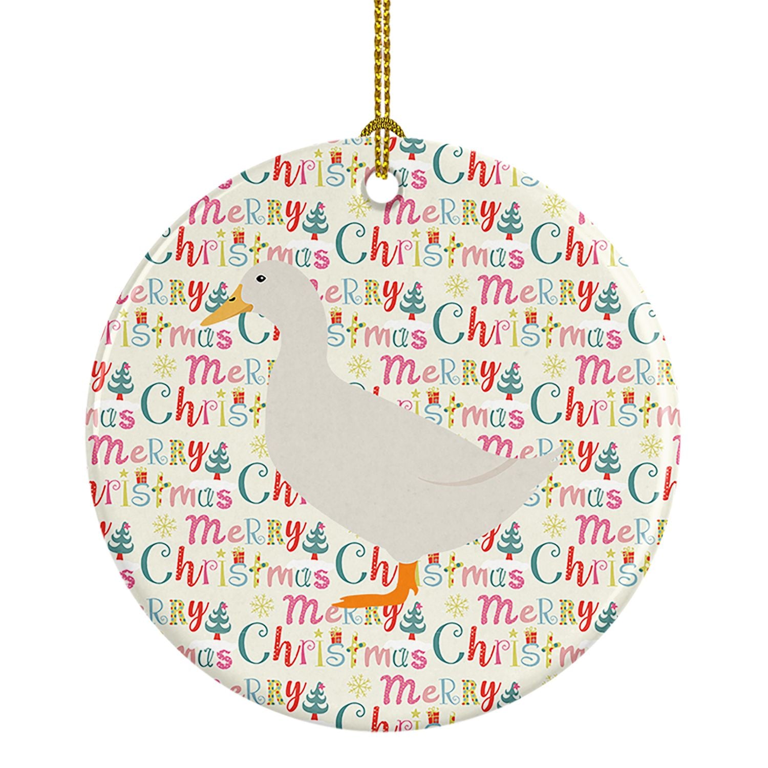 American Pekin Duck Christmas Ceramic Ornament Christmas Tree Hanging Decorations for Home Christmas Holiday, Party, Gift, 3 in,