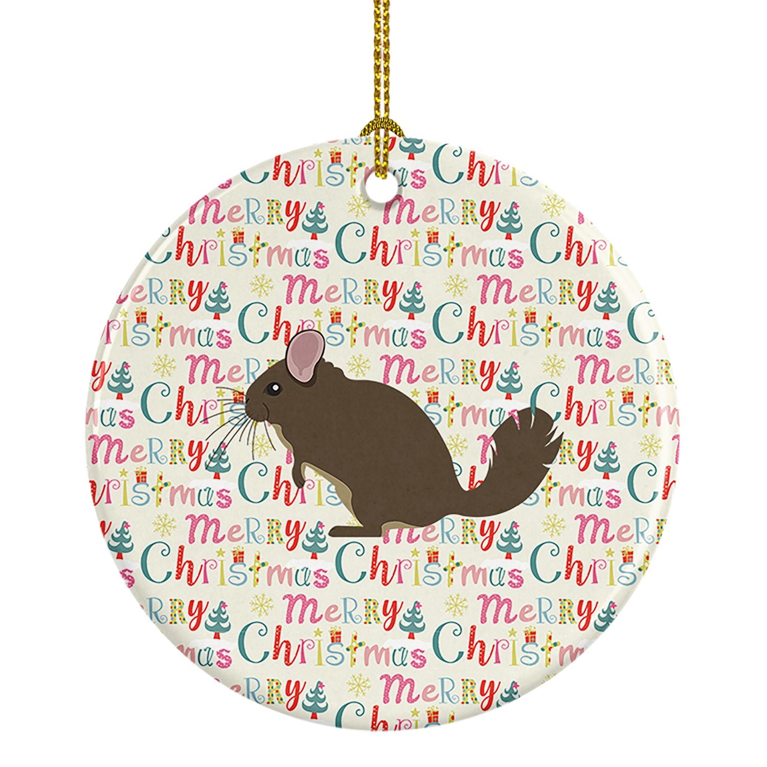 Chinchilla Christmas Ceramic Ornament Christmas Tree Hanging Decorations for Home Christmas Holiday, Party, Gift, 3 in, Multicol