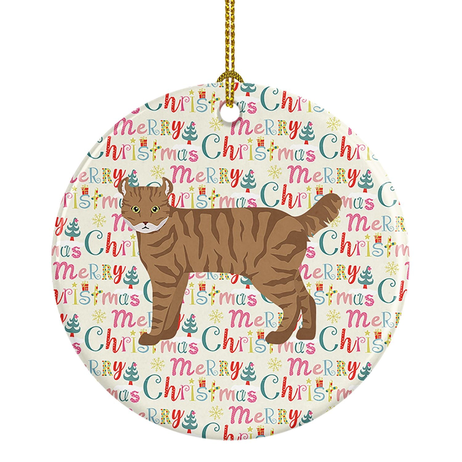 Highlander Lynx #3 Cat Christmas Ceramic Ornament Christmas Tree Hanging Decorations for Home Christmas Holiday, Party, Gift, 3 
