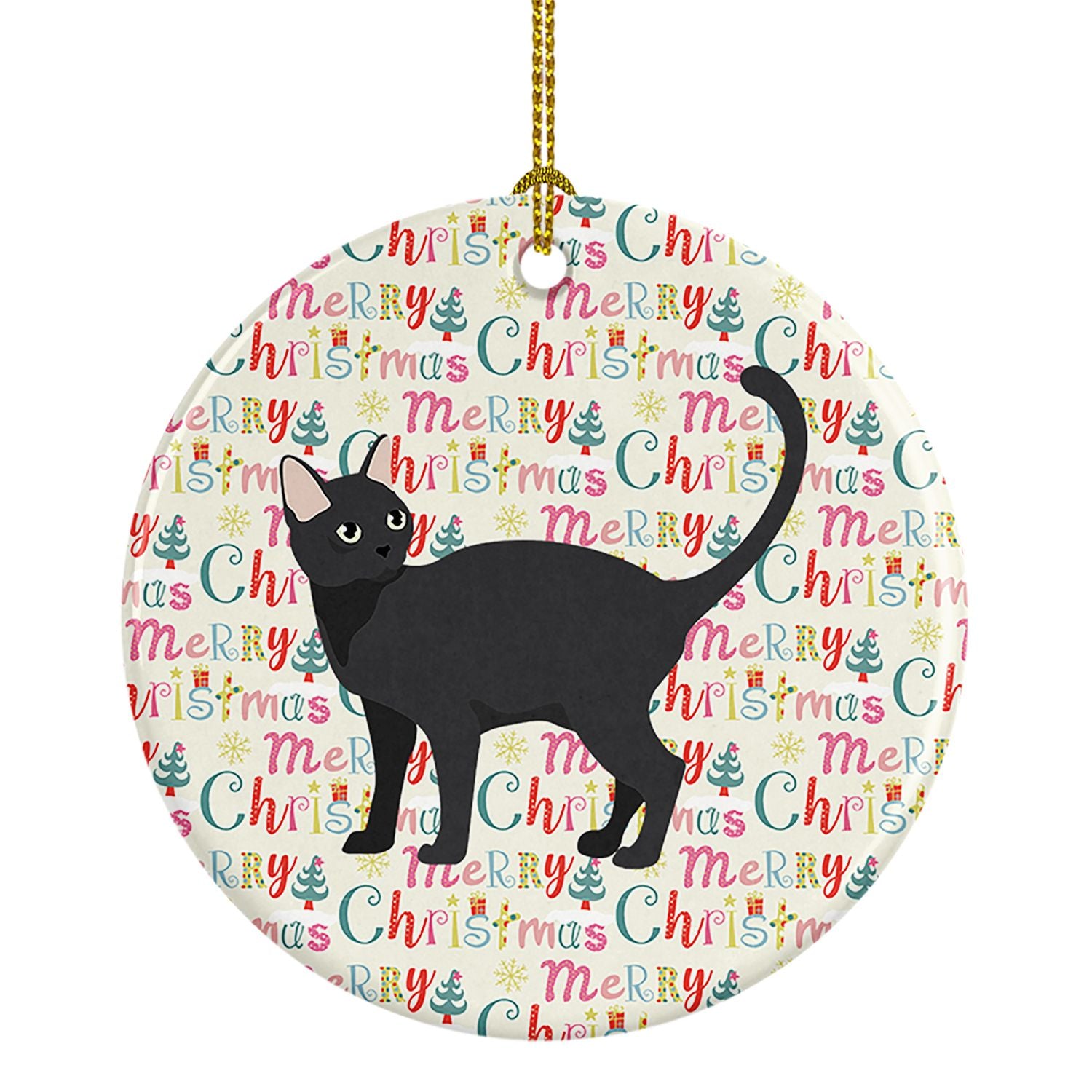 Malayan #2 Cat Christmas Ceramic Ornament Christmas Tree Hanging Decorations for Home Christmas Holiday, Party, Gift, 3 in, Mult