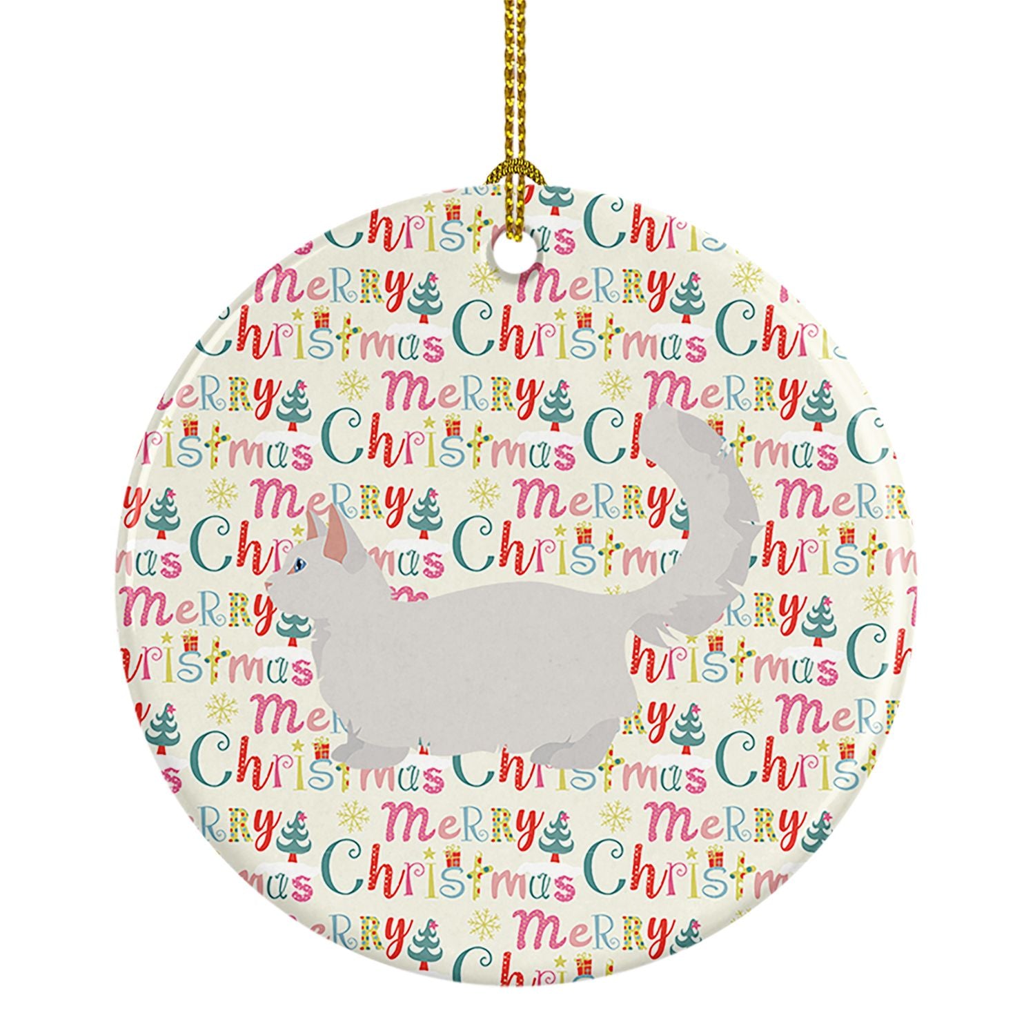 Munchkin #2 Cat Christmas Ceramic Ornament Christmas Tree Hanging Decorations for Home Christmas Holiday, Party, Gift, 3 in, Mul