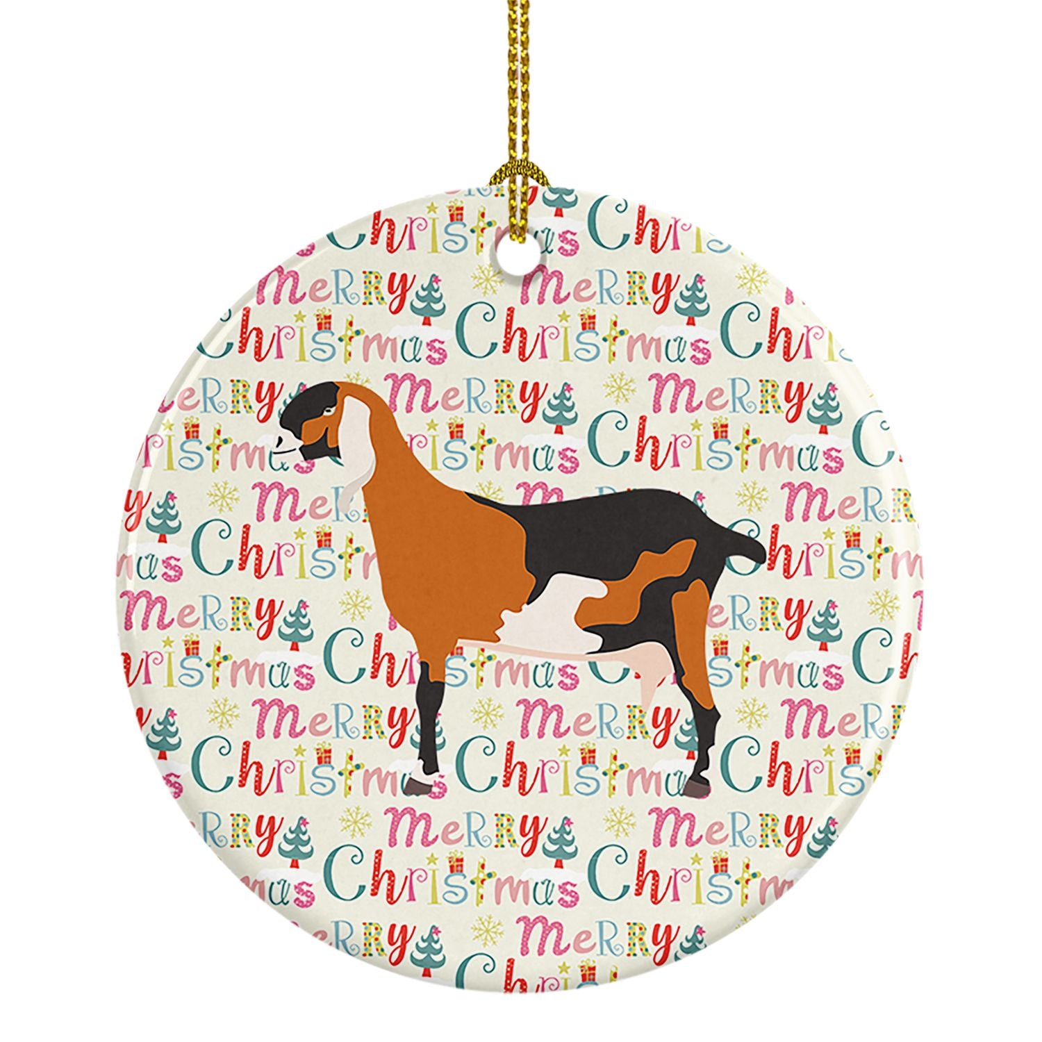 Anglo-nubian Nubian Goat Christmas Ceramic Ornament Christmas Tree Hanging Decorations for Home Christmas Holiday, Party, Gift, 