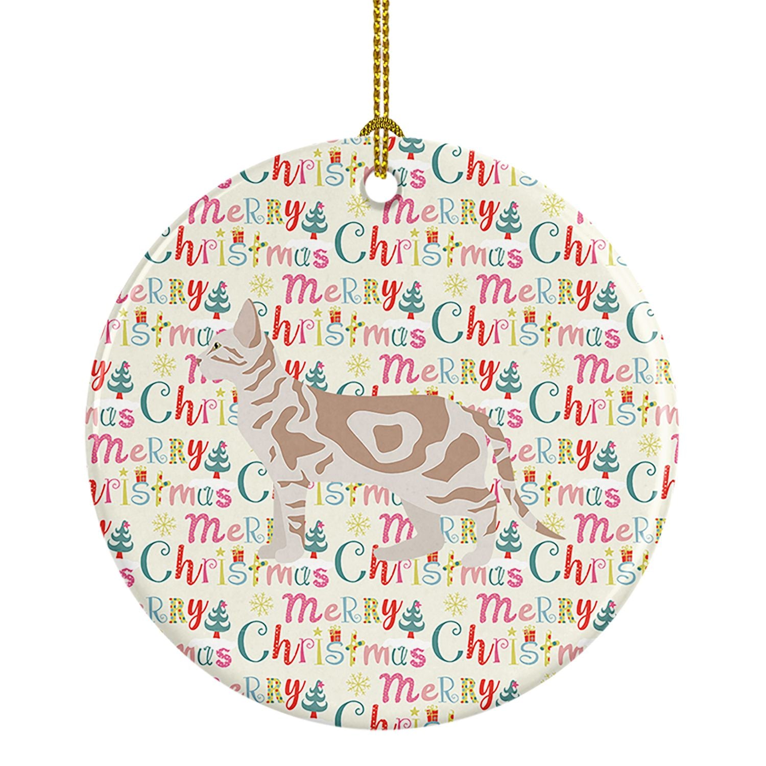 Sokoke #2 Cat Christmas Ceramic Ornament Christmas Tree Hanging Decorations for Home Christmas Holiday, Party, Gift, 3 in, Multi