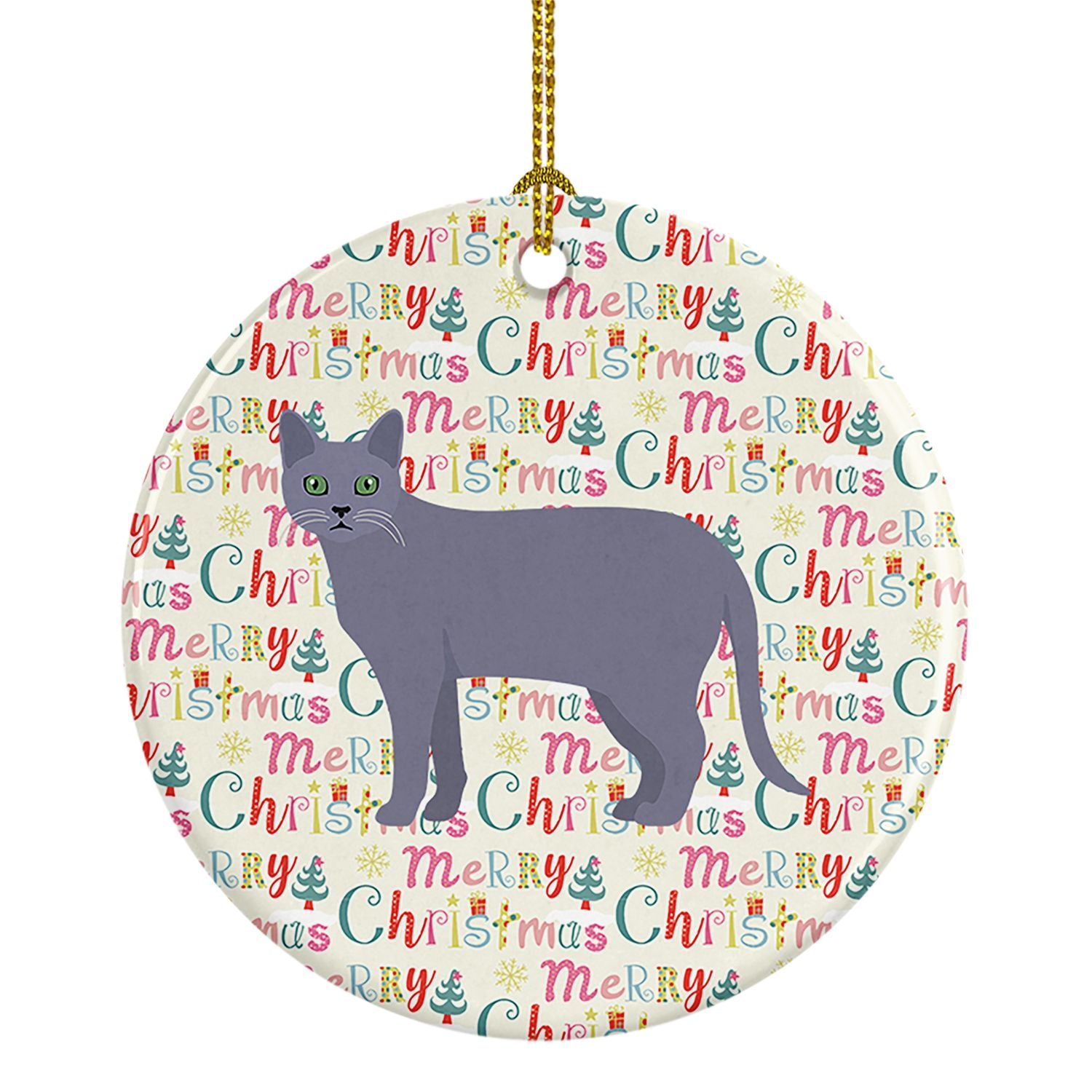 Korat #1 Cat Christmas Ceramic Ornament Christmas Tree Hanging Decorations for Home Christmas Holiday, Party, Gift, 3 in, Multic