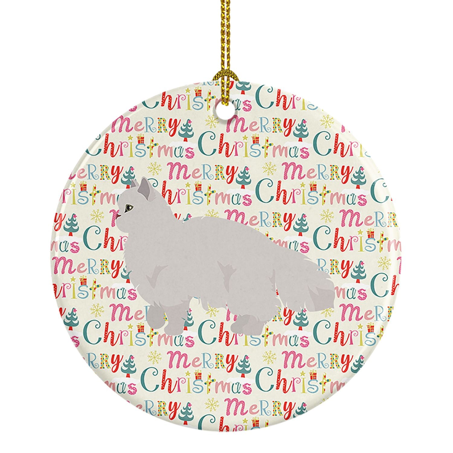 White Persian Traditional Cat Christmas Ceramic Ornament Christmas Tree Hanging Decorations for Home Christmas Holiday, Party, G