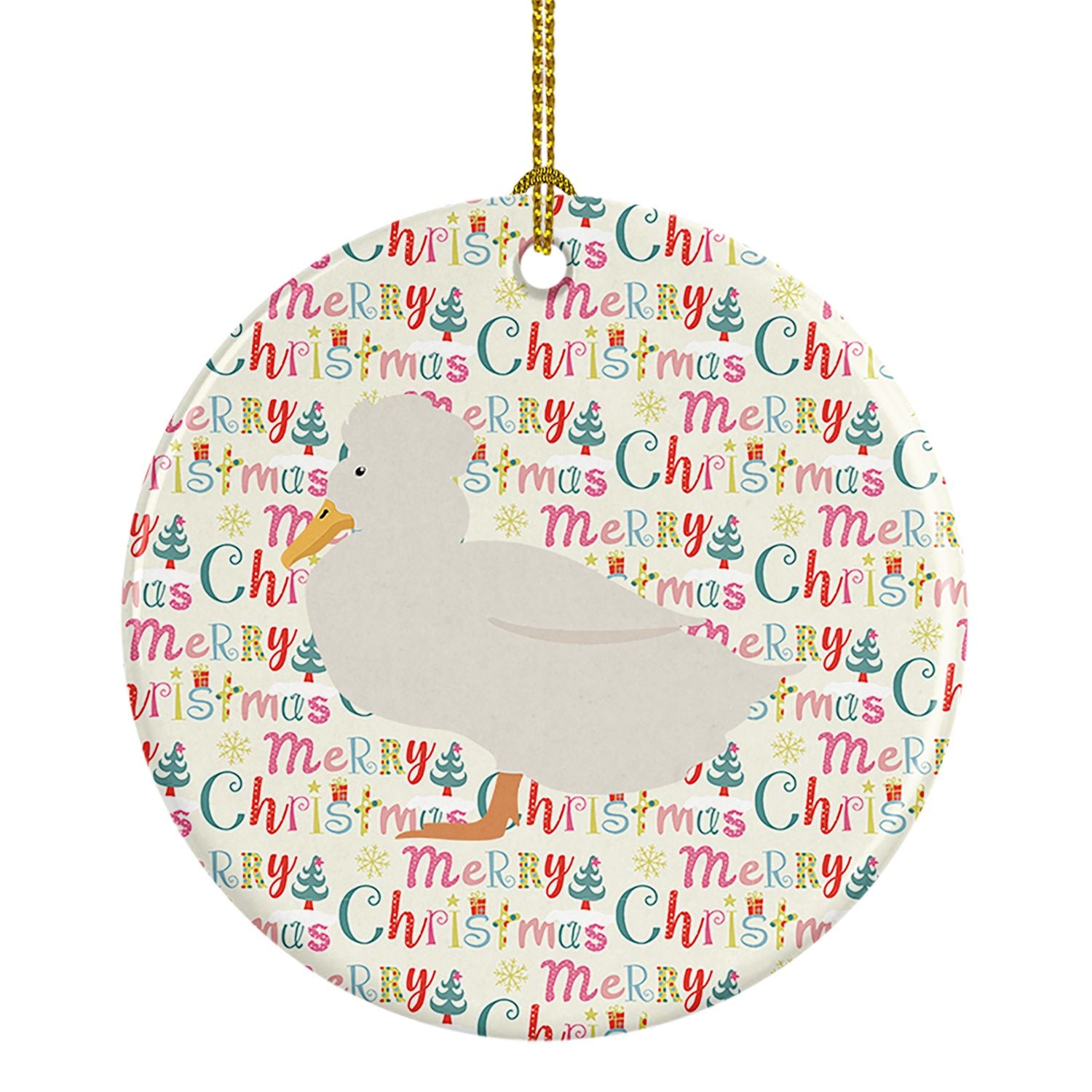 Crested Duck Christmas Ceramic Ornament Christmas Tree Hanging Decorations for Home Christmas Holiday, Party, Gift, 3 in, Multic
