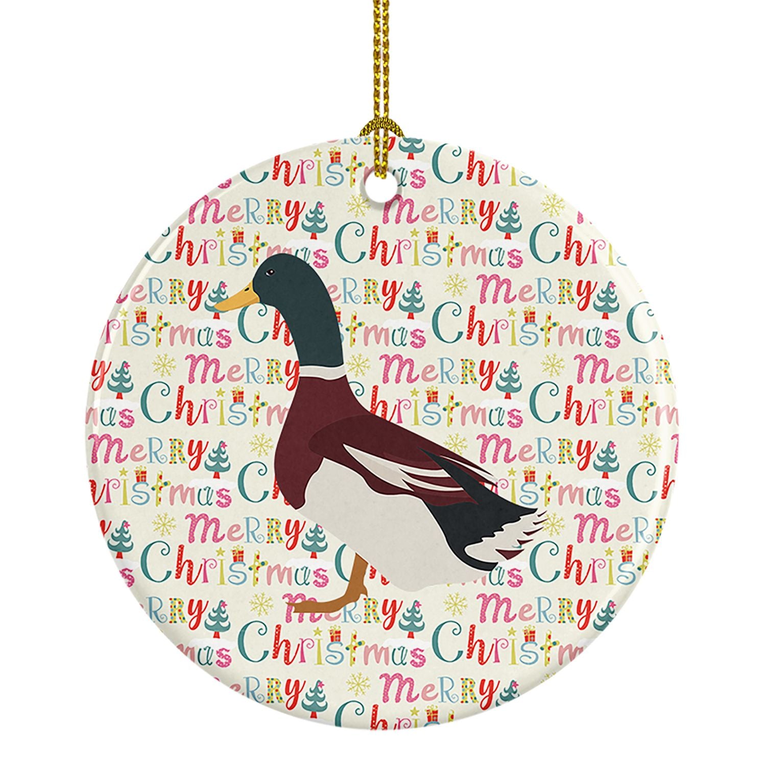 Rouen Duck Christmas Ceramic Ornament Christmas Tree Hanging Decorations for Home Christmas Holiday, Party, Gift, 3 in, Multicol