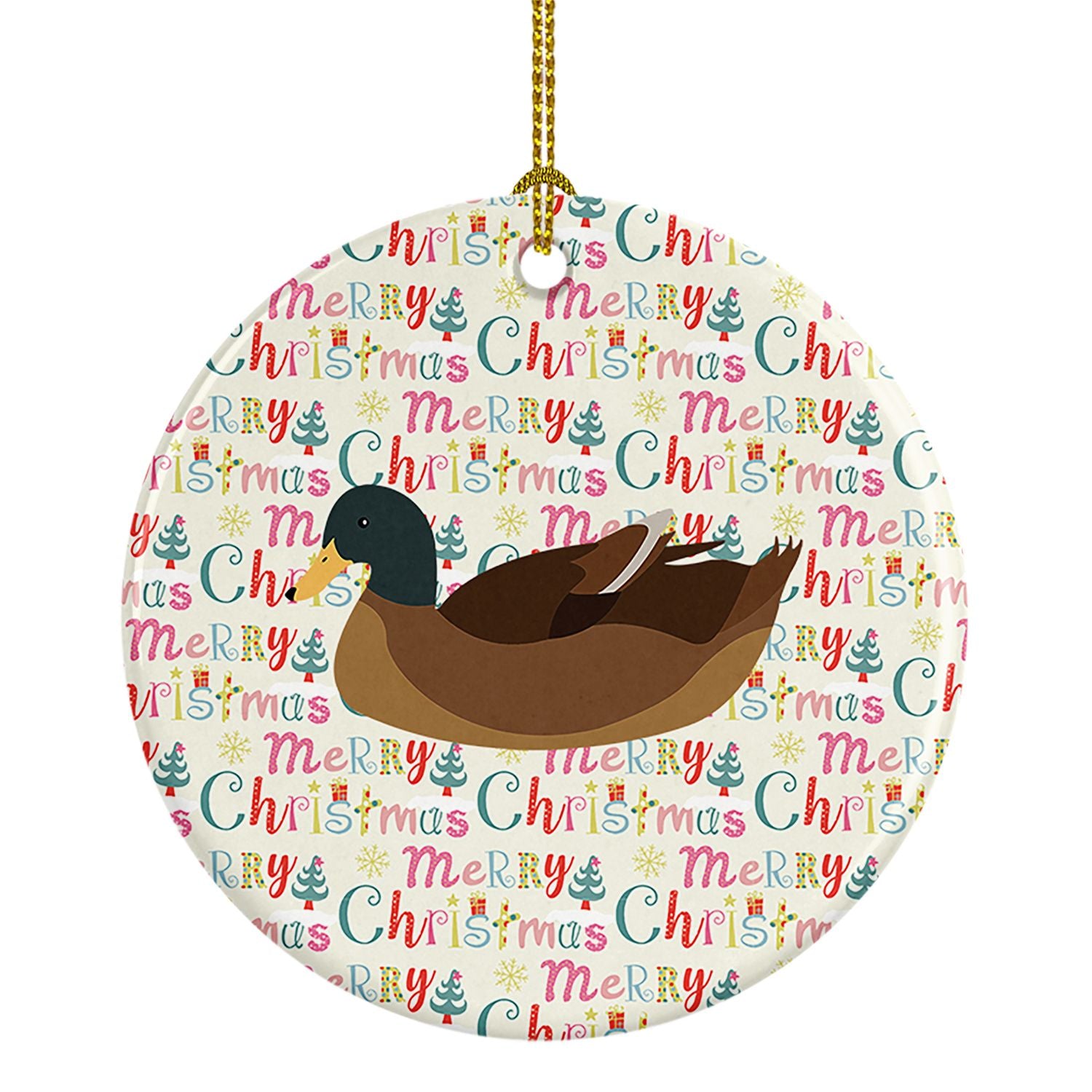 Khaki Campbell Duck Christmas Ceramic Ornament Christmas Tree Hanging Decorations for Home Christmas Holiday, Party, Gift, 3 in,