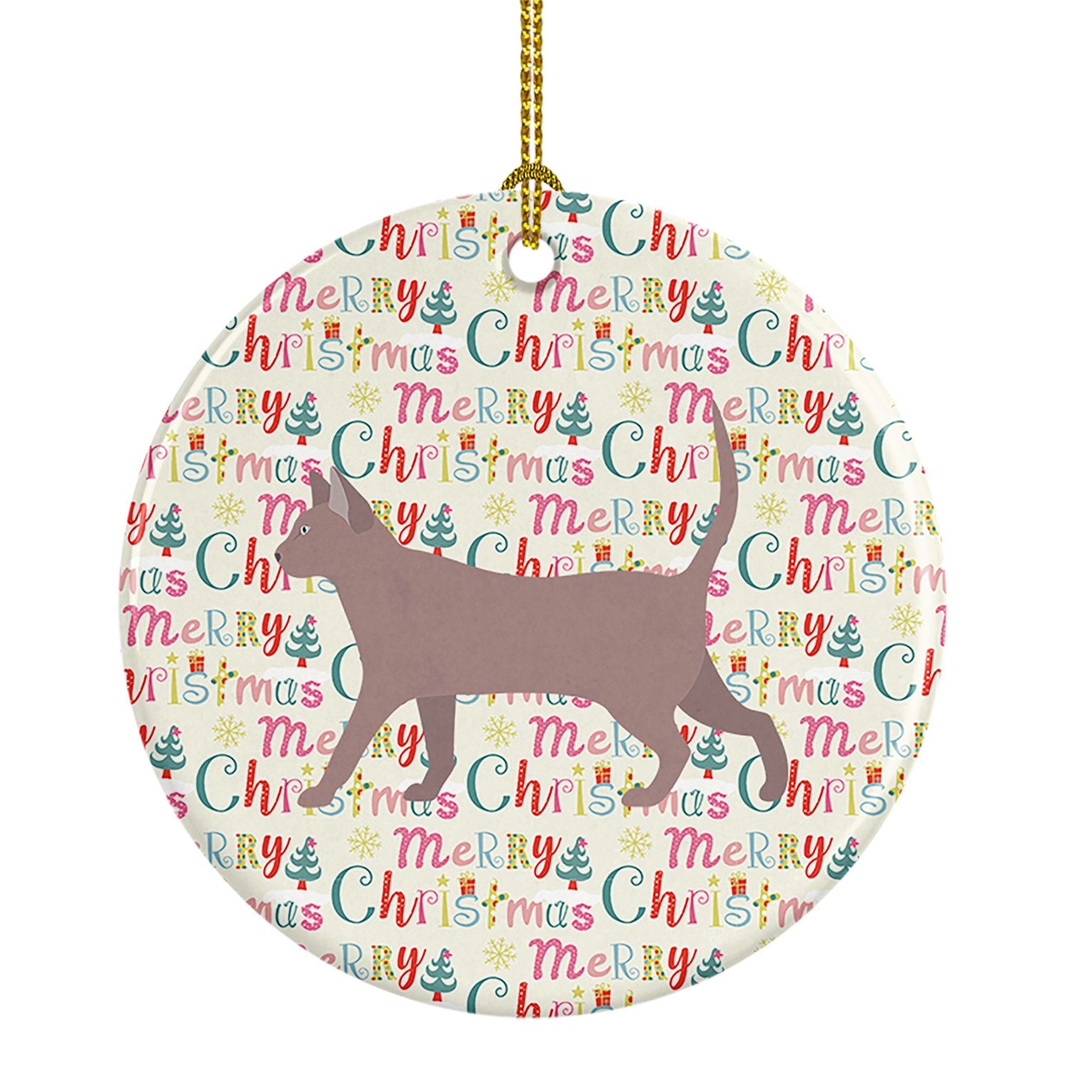 Thai Lilac #2 Cat Christmas Ceramic Ornament Christmas Tree Hanging Decorations for Home Christmas Holiday, Party, Gift, 3 in, M