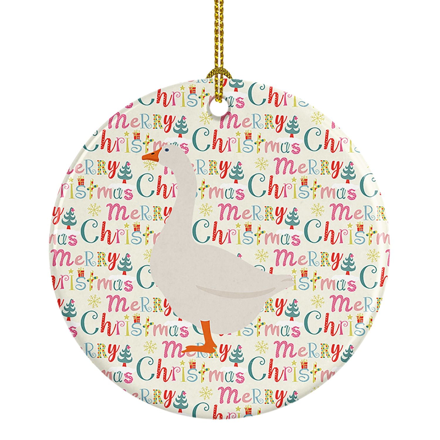Embden Goose Christmas Ceramic Ornament Christmas Tree Hanging Decorations for Home Christmas Holiday, Party, Gift, 3 in, Multic