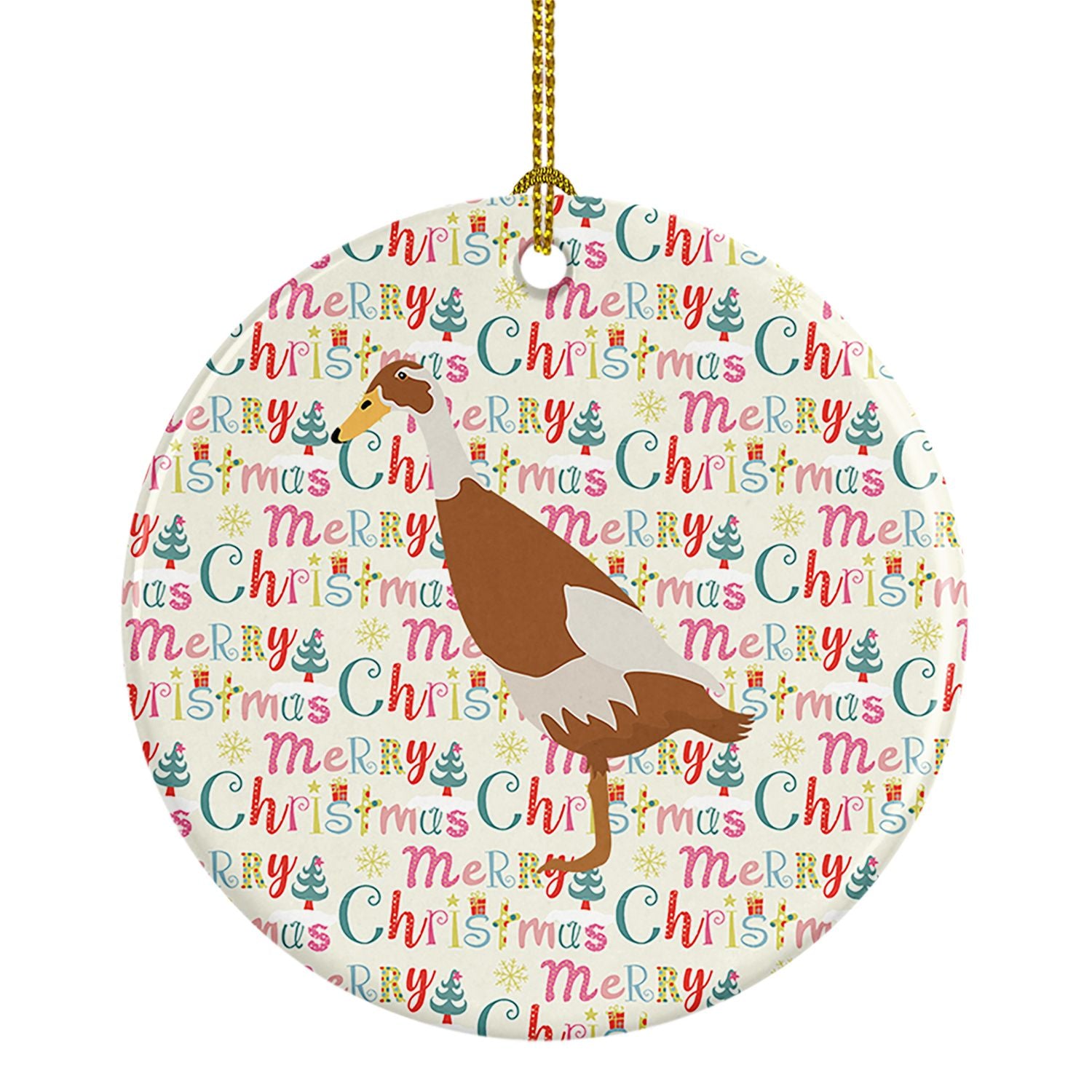 Indian Runner Duck Christmas Ceramic Ornament Christmas Tree Hanging Decorations for Home Christmas Holiday, Party, Gift, 3 in, 