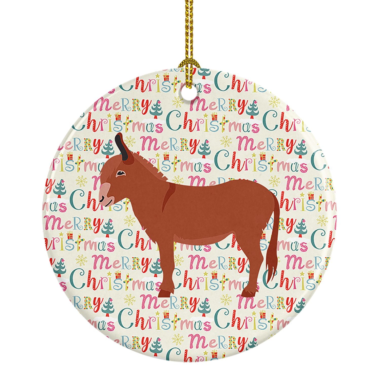 Irish Donkey Christmas Ceramic Ornament Christmas Tree Hanging Decorations for Home Christmas Holiday, Party, Gift, 3 in, Multic