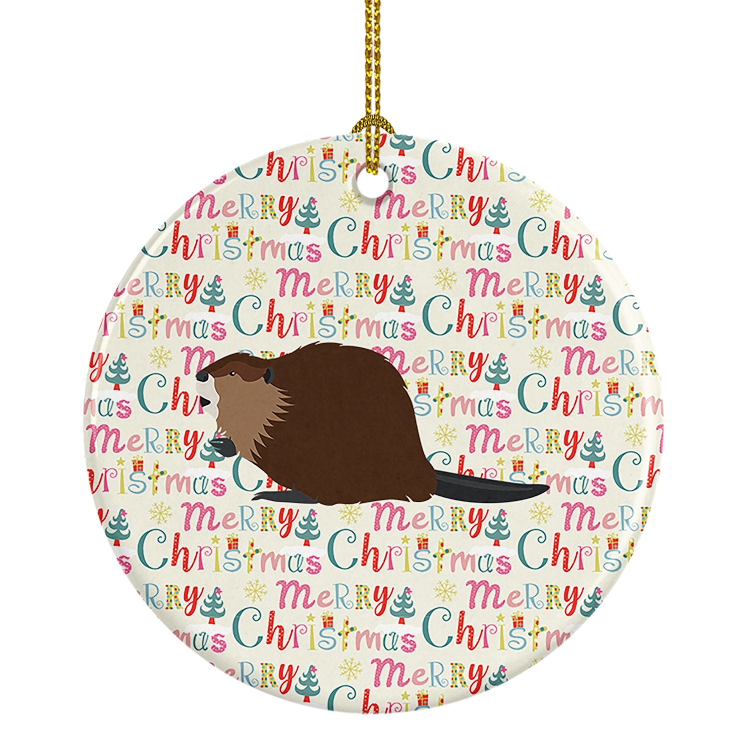 Eurasian Beaver Christmas Ceramic Ornament Christmas Tree Hanging Decorations for Home Christmas Holiday, Party, Gift, 3 in, Mul