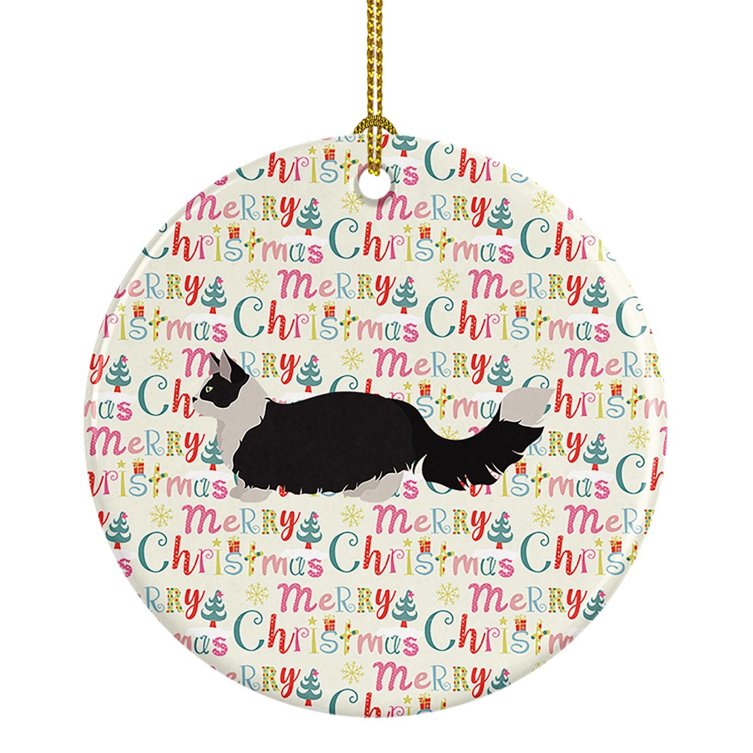 Napoleon #2 Cat Christmas Ceramic Ornament Christmas Tree Hanging Decorations for Home Christmas Holiday, Party, Gift, 3 in, Mul