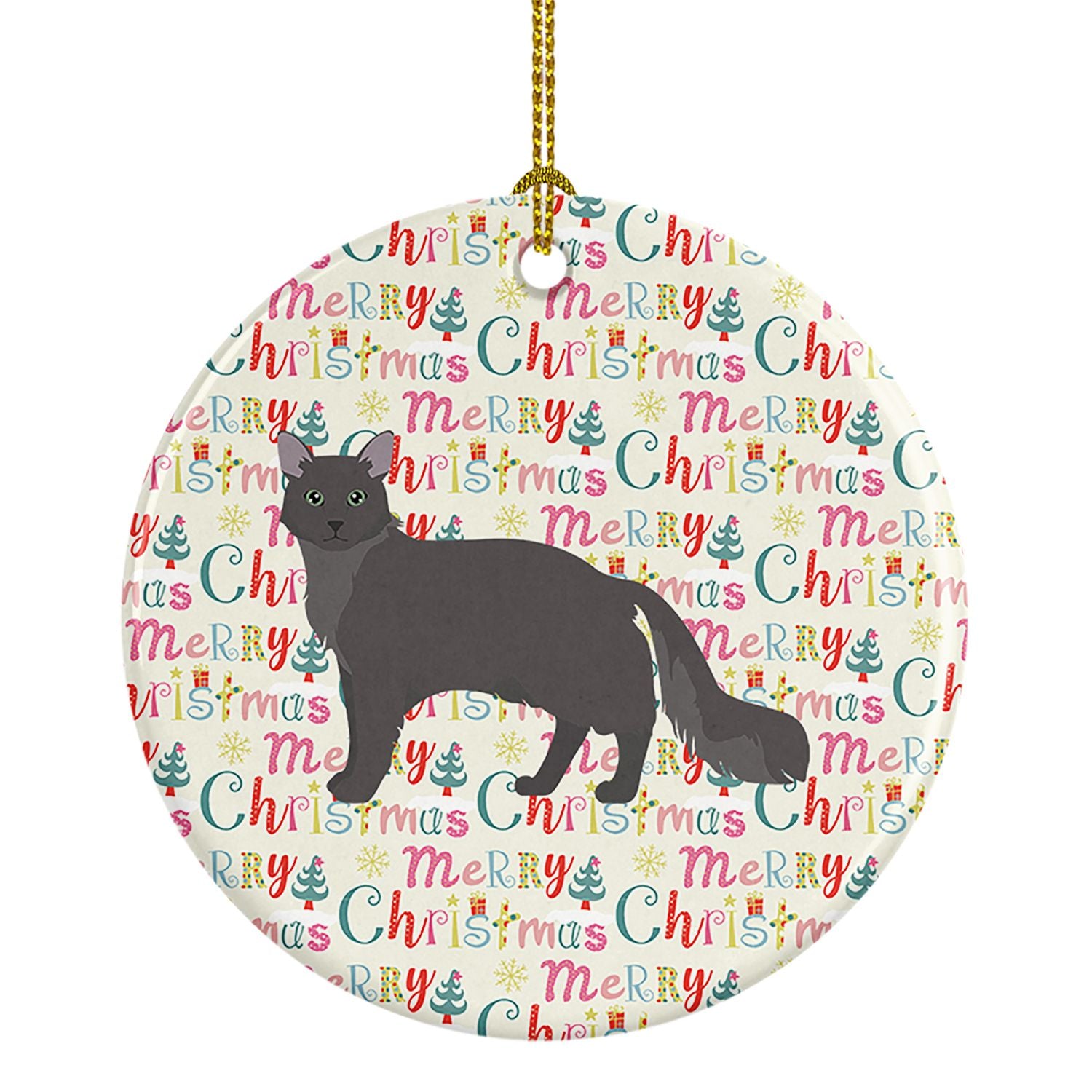 Nebelung #1 Cat Christmas Ceramic Ornament Christmas Tree Hanging Decorations for Home Christmas Holiday, Party, Gift, 3 in, Mul