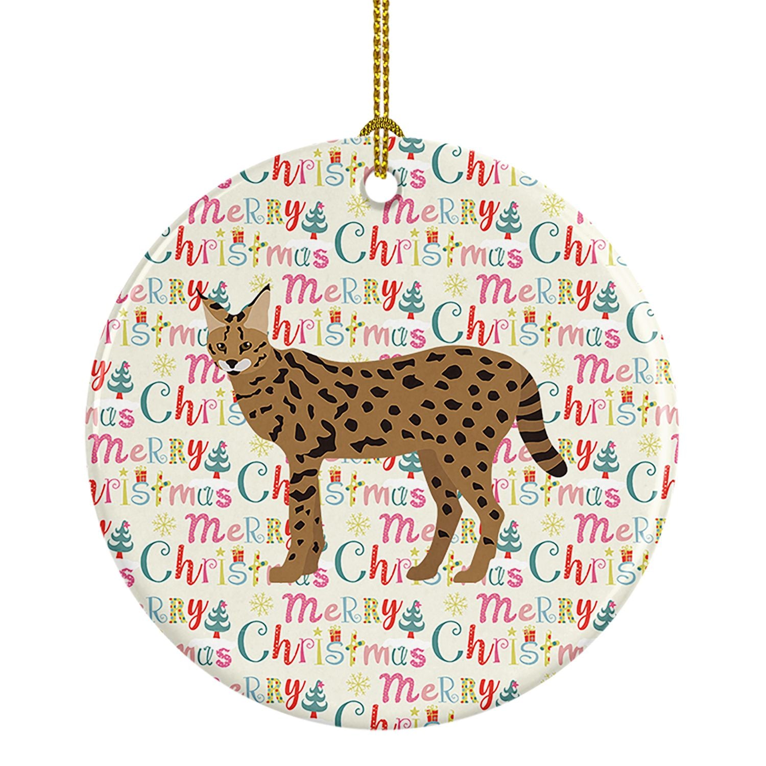 Savannah #3 Cat Christmas Ceramic Ornament Christmas Tree Hanging Decorations for Home Christmas Holiday, Party, Gift, 3 in, Mul