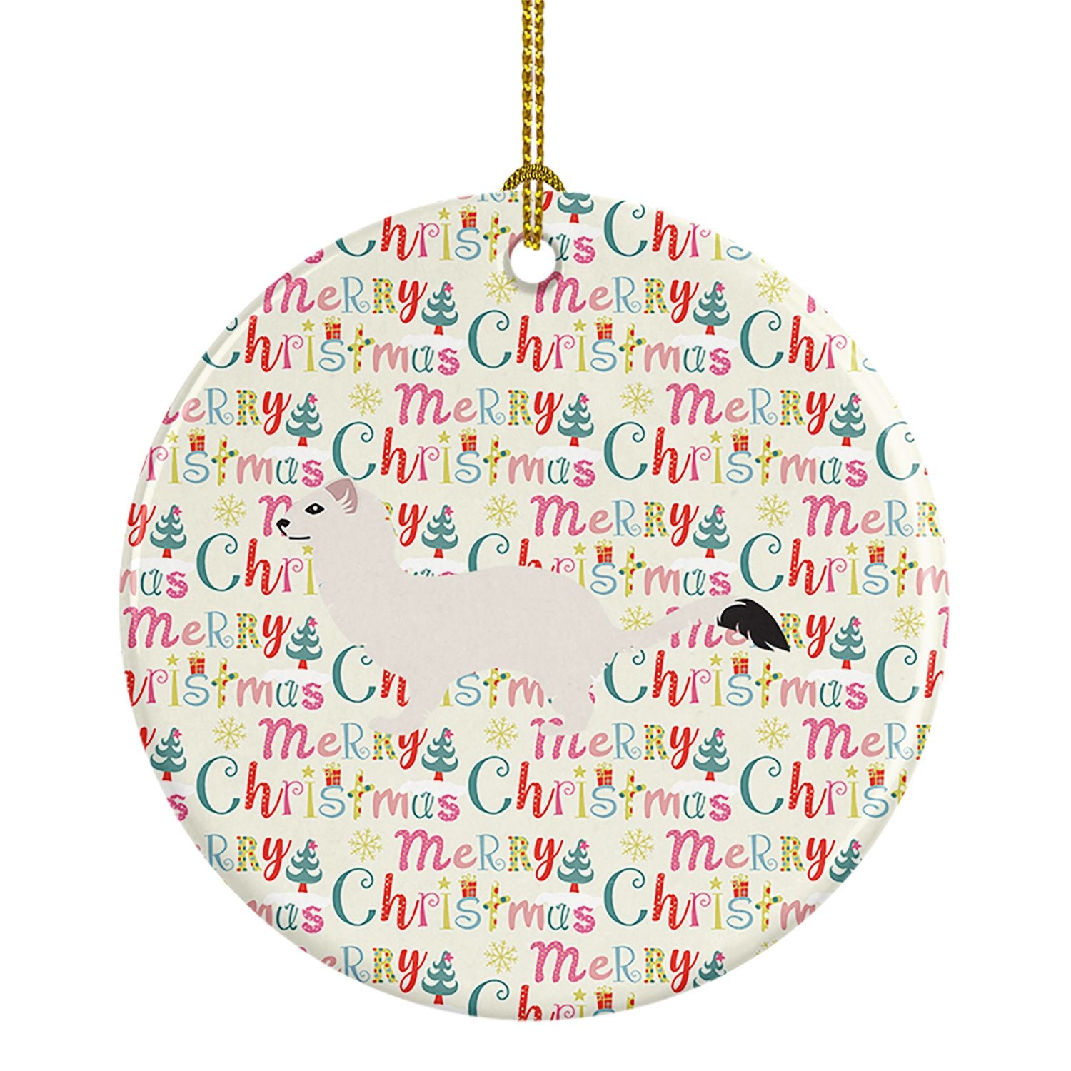 Stoat Short-tailed Weasel Christmas Ceramic Ornament Christmas Tree Hanging Decorations for Home Christmas Holiday, Party, Gift,