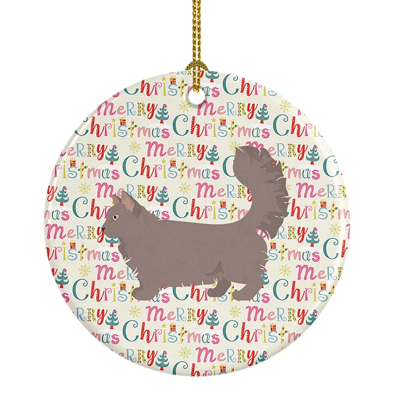 Skookum #2 Cat Christmas Ceramic Ornament Christmas Tree Hanging Decorations for Home Christmas Holiday, Party, Gift, 3 in, Mult