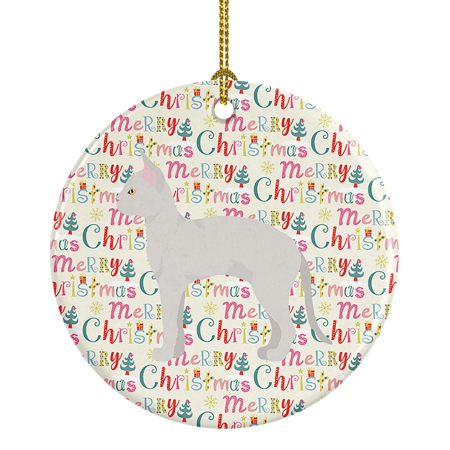 German Rex #3 Cat Christmas Ceramic Ornament Christmas Tree Hanging Decorations for Home Christmas Holiday, Party, Gift, 3 in, M