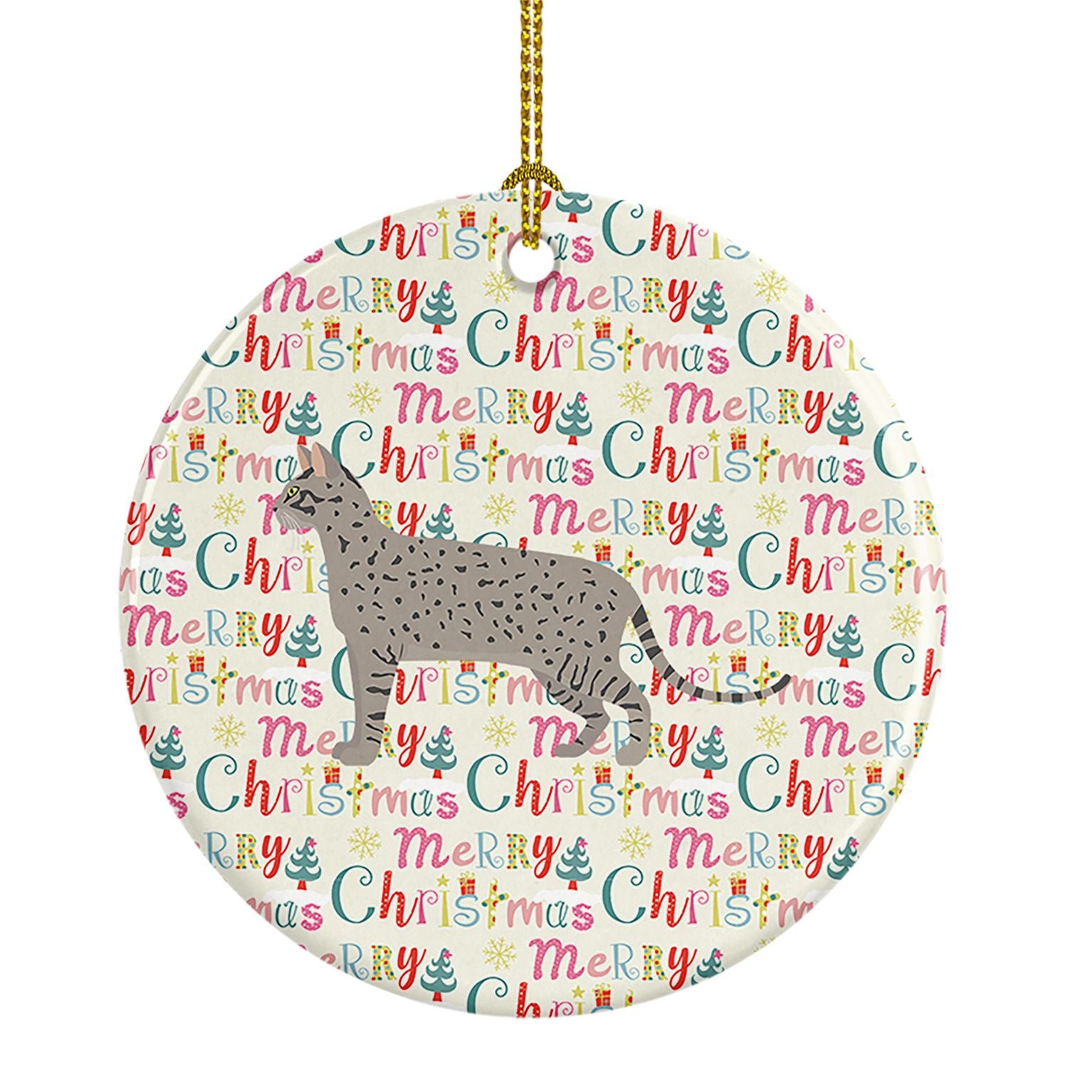 Safari #2 Cat Christmas Ceramic Ornament Christmas Tree Hanging Decorations for Home Christmas Holiday, Party, Gift, 3 in, Multi