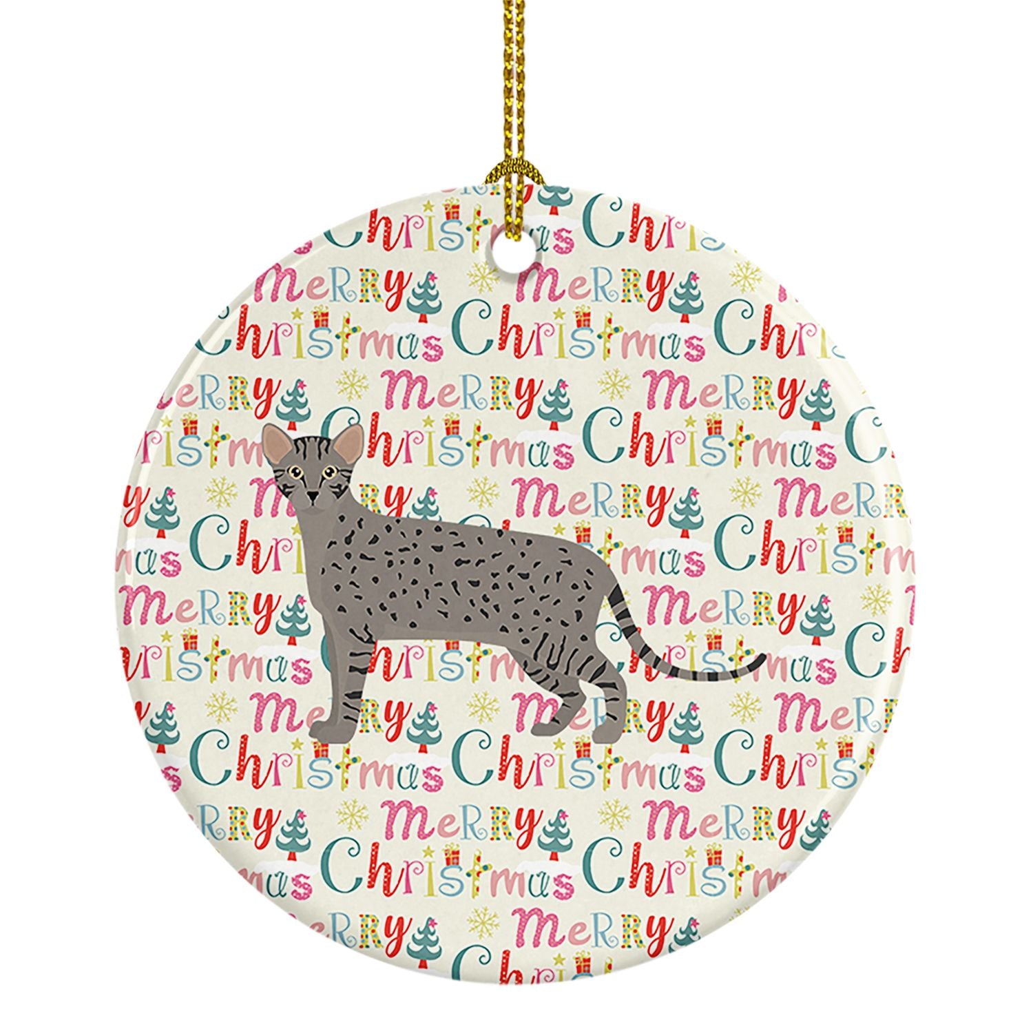 Safari #1 Cat Christmas Ceramic Ornament Christmas Tree Hanging Decorations for Home Christmas Holiday, Party, Gift, 3 in, Multi