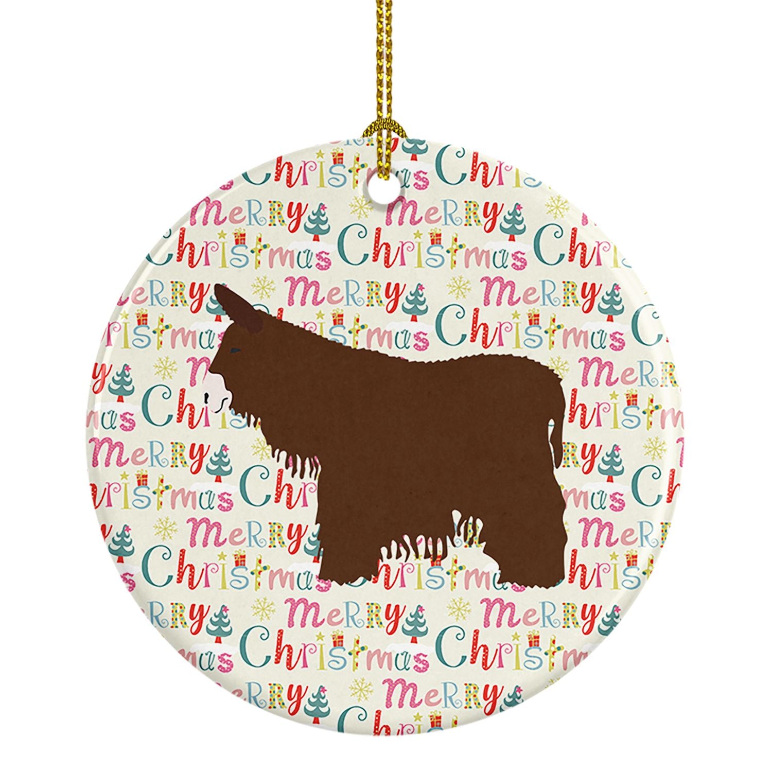 Poitou Poiteuin Donkey Christmas Ceramic Ornament Christmas Tree Hanging Decorations for Home Christmas Holiday, Party, Gift, 3 