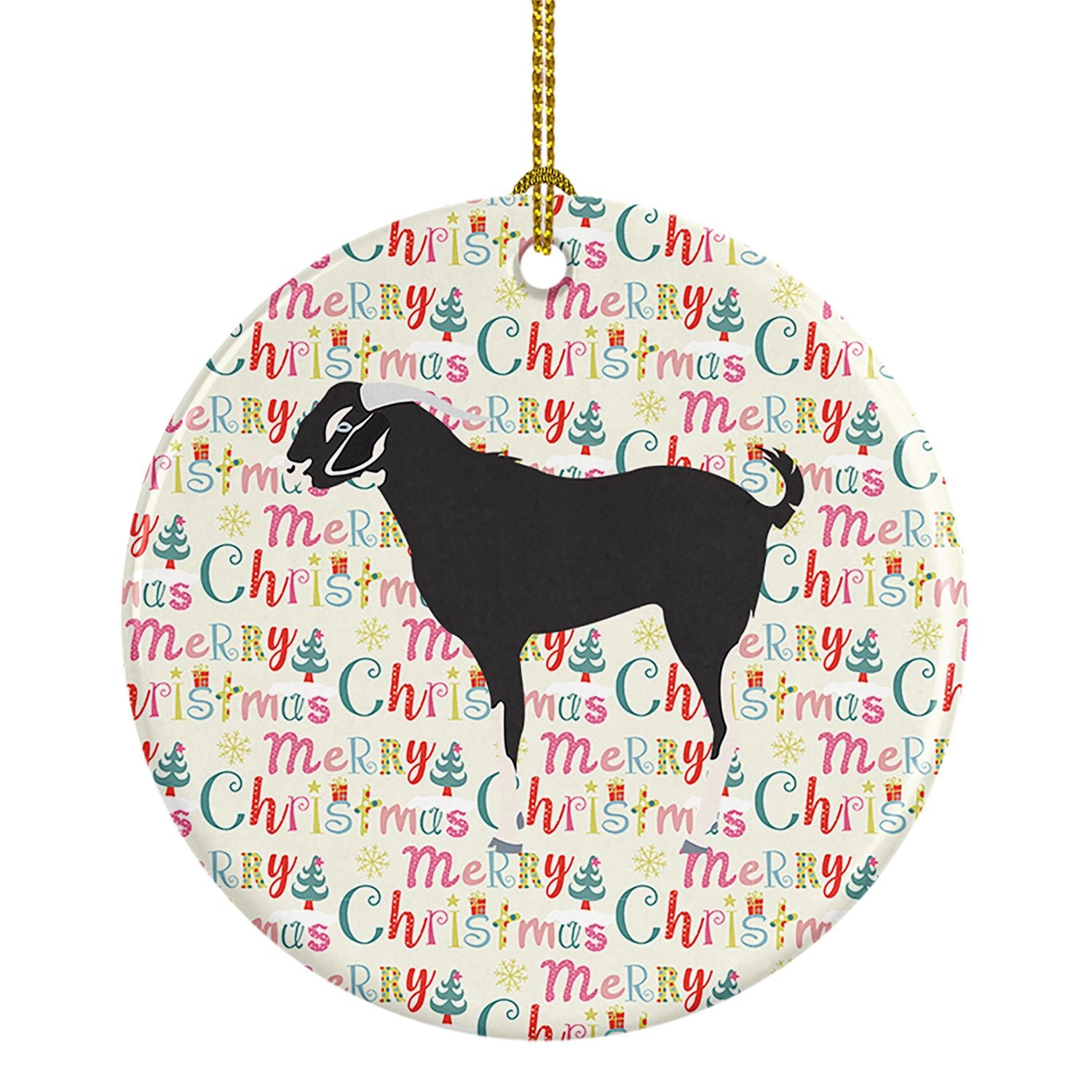 Black Bengal Goat Christmas Ceramic Ornament Christmas Tree Hanging Decorations for Home Christmas Holiday, Party, Gift, 3 in, M