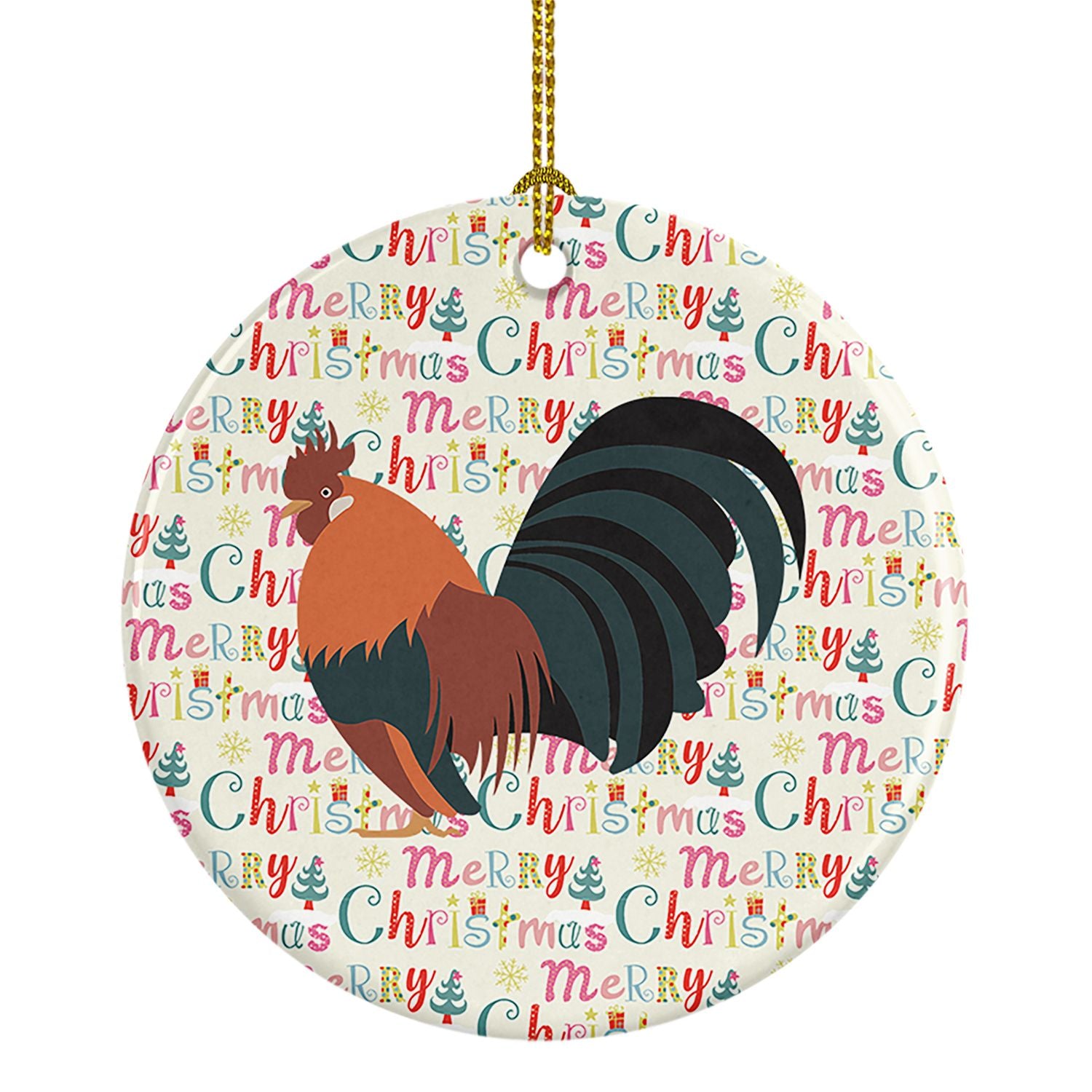 Dutch Bantam Chicken Christmas Ceramic Ornament Christmas Tree Hanging Decorations for Home Christmas Holiday, Party, Gift, 3 in