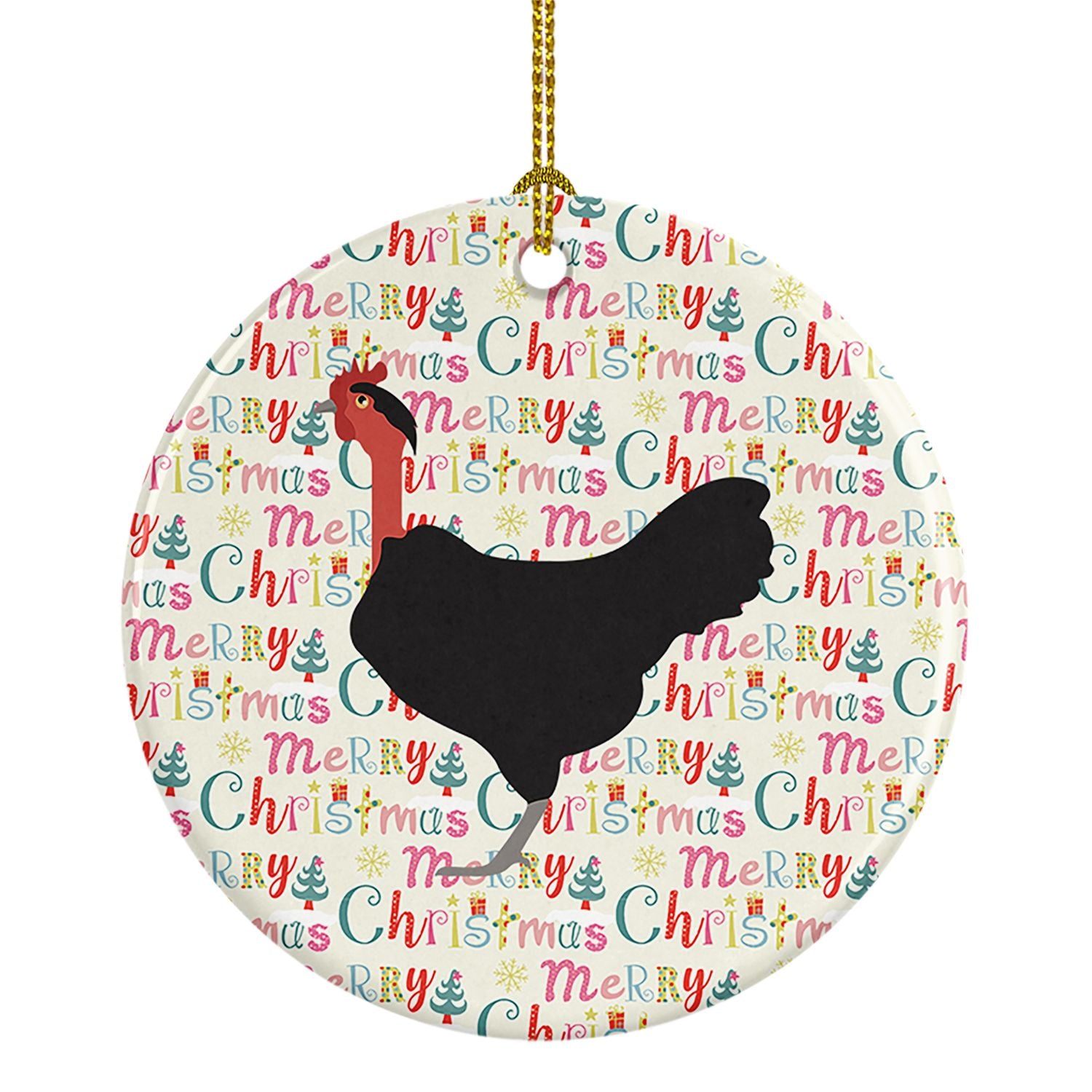 Naked Neck Chicken Christmas Ceramic Ornament Christmas Tree Hanging Decorations for Home Christmas Holiday, Party, Gift, 3 in, 