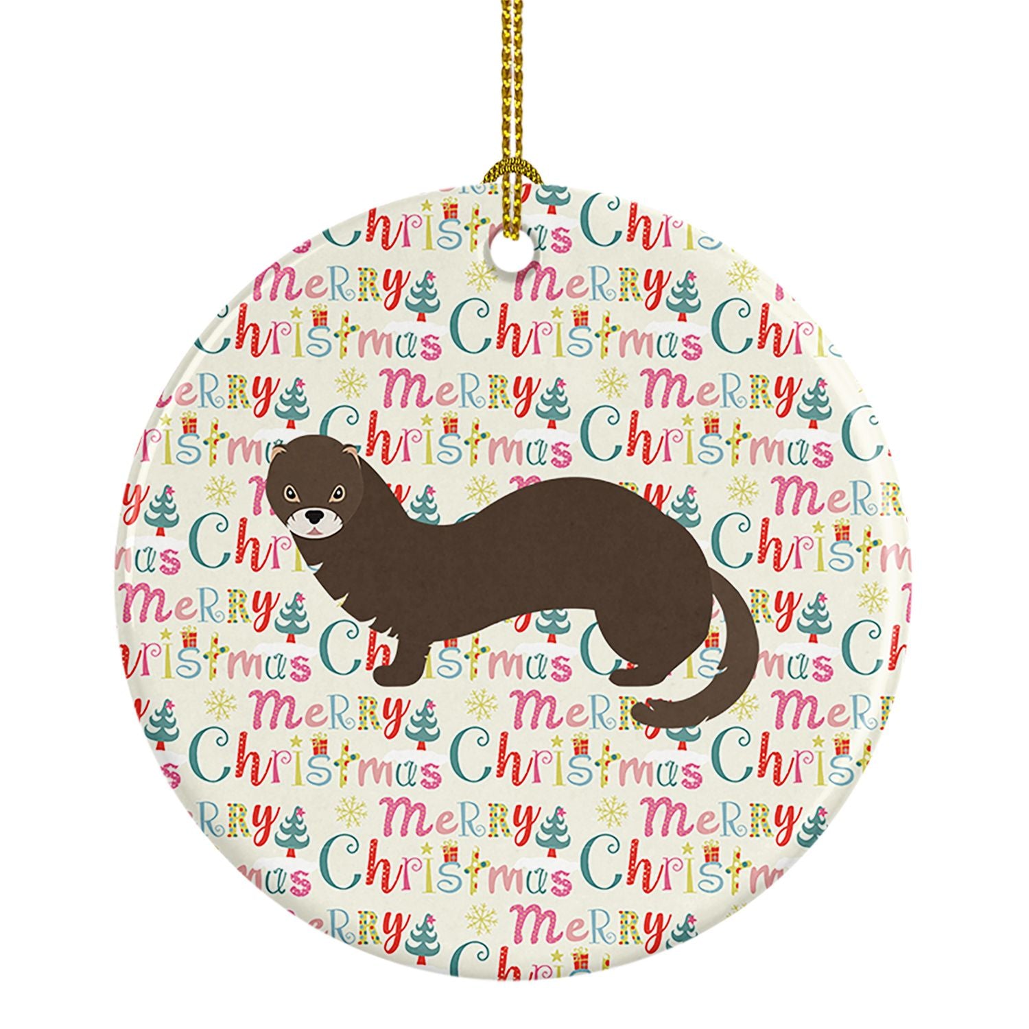 Russian or European Mink Christmas Ceramic Ornament Christmas Tree Hanging Decorations for Home Christmas Holiday, Party, Gift, 