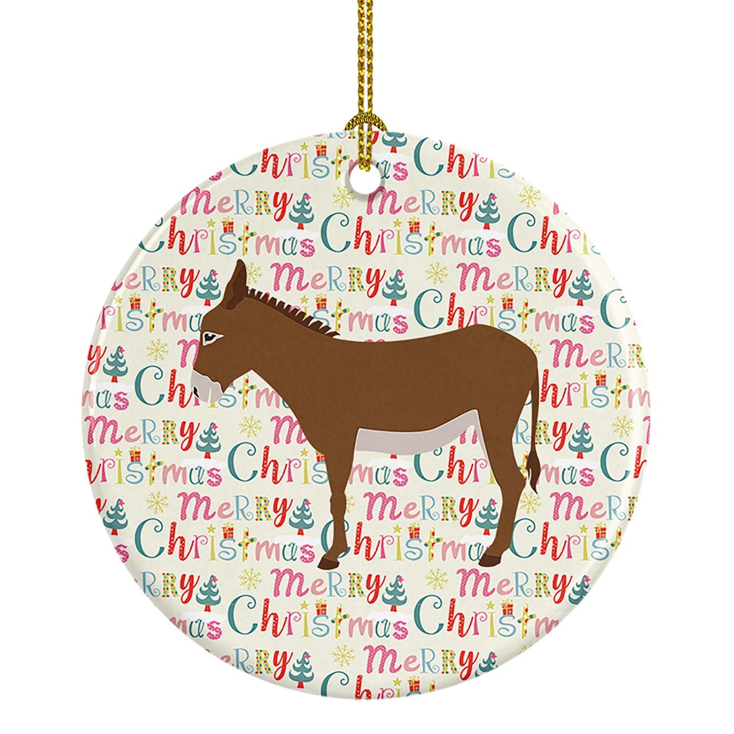 Cotentin Donkey Christmas Ceramic Ornament Christmas Tree Hanging Decorations for Home Christmas Holiday, Party, Gift, 3 in, Mul