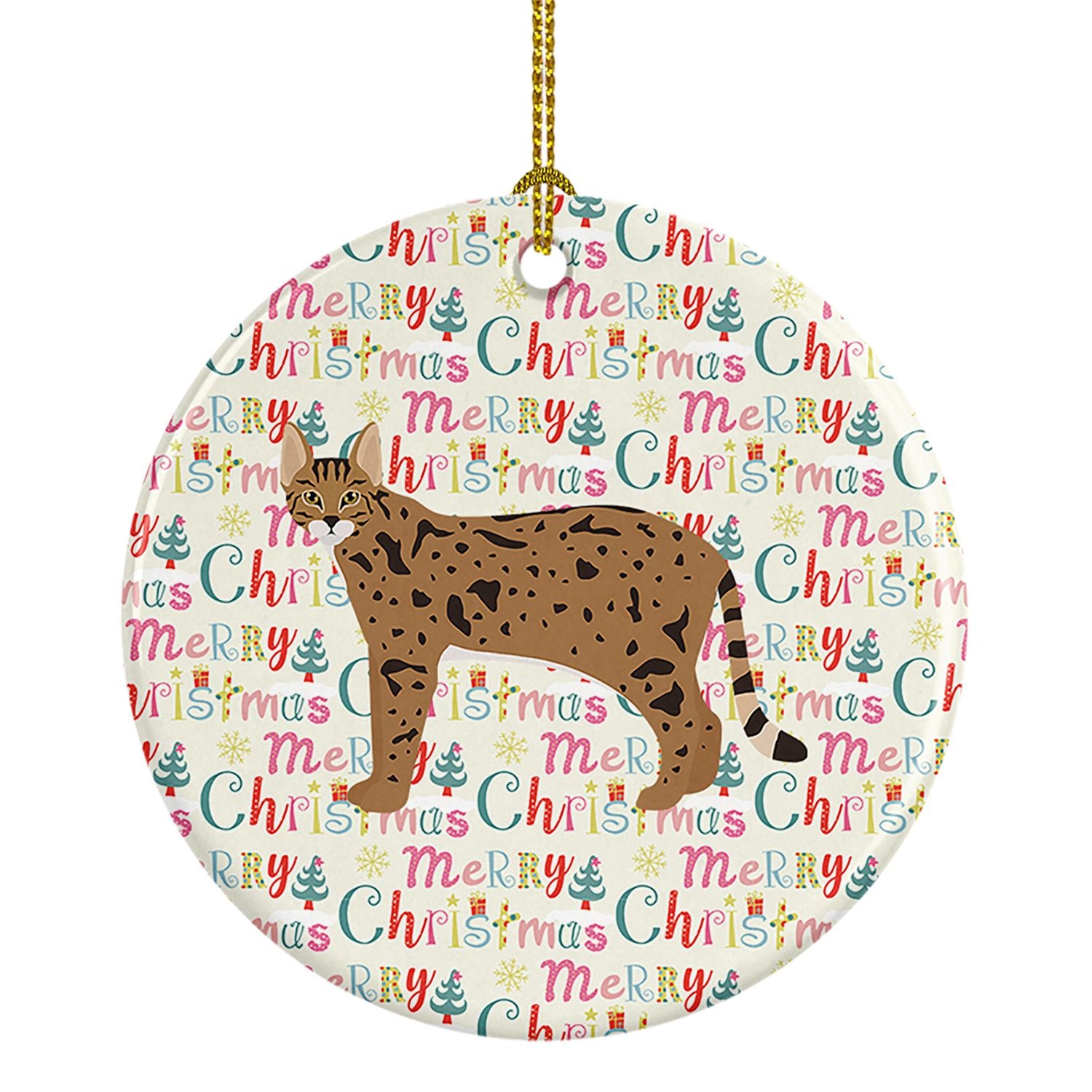 Savannah #1 Cat Christmas Ceramic Ornament Christmas Tree Hanging Decorations for Home Christmas Holiday, Party, Gift, 3 in, Mul