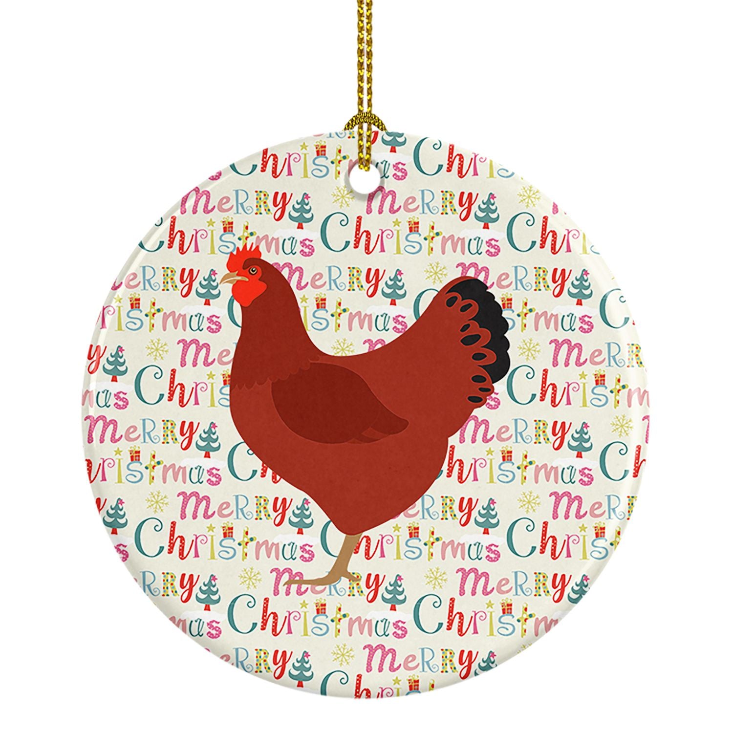 New Hampshire Red Chicken Christmas Ceramic Ornament Christmas Tree Hanging Decorations for Home Christmas Holiday, Party, Gift,