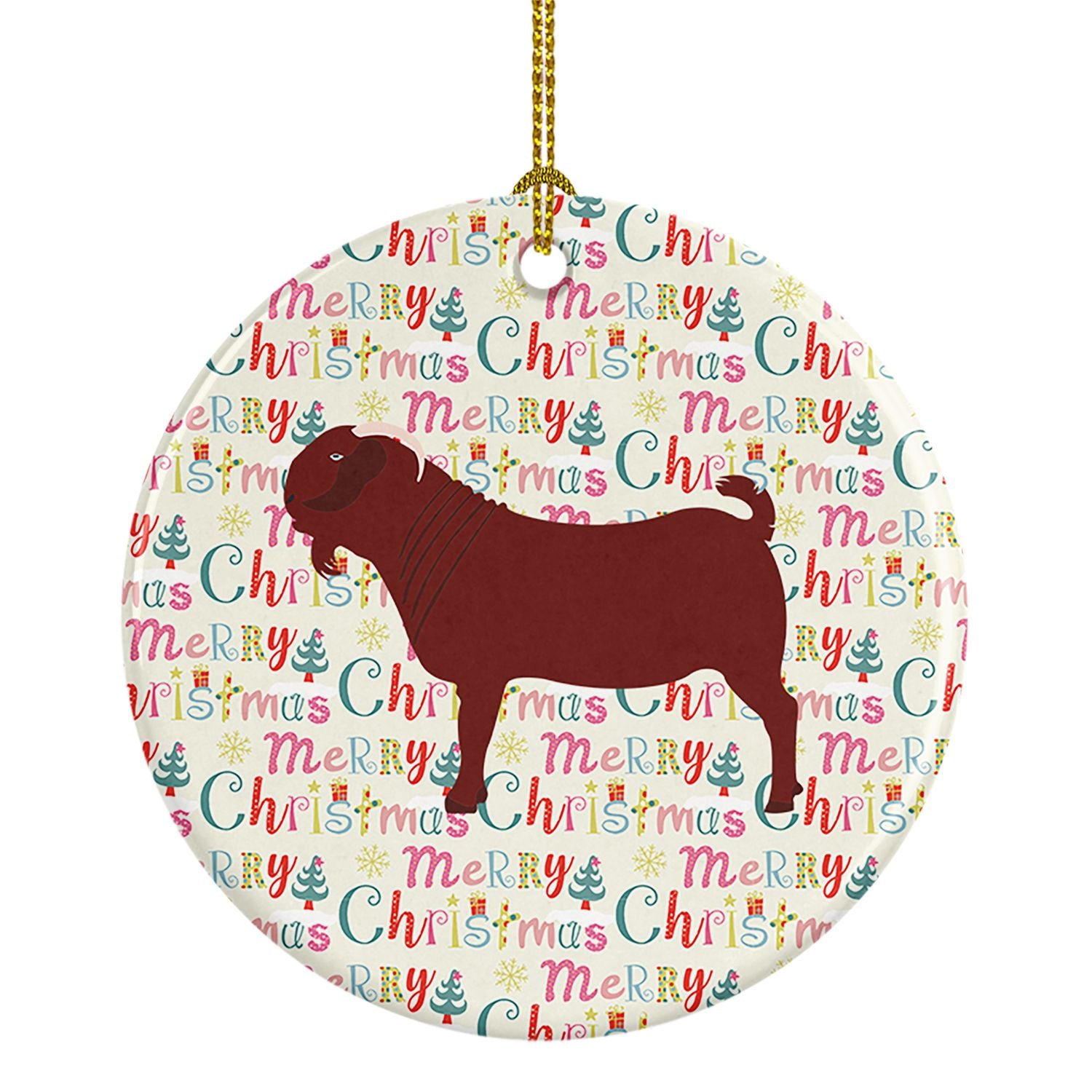 Kalahari Red Goat Christmas Ceramic Ornament Christmas Tree Hanging Decorations for Home Christmas Holiday, Party, Gift, 3 in, M
