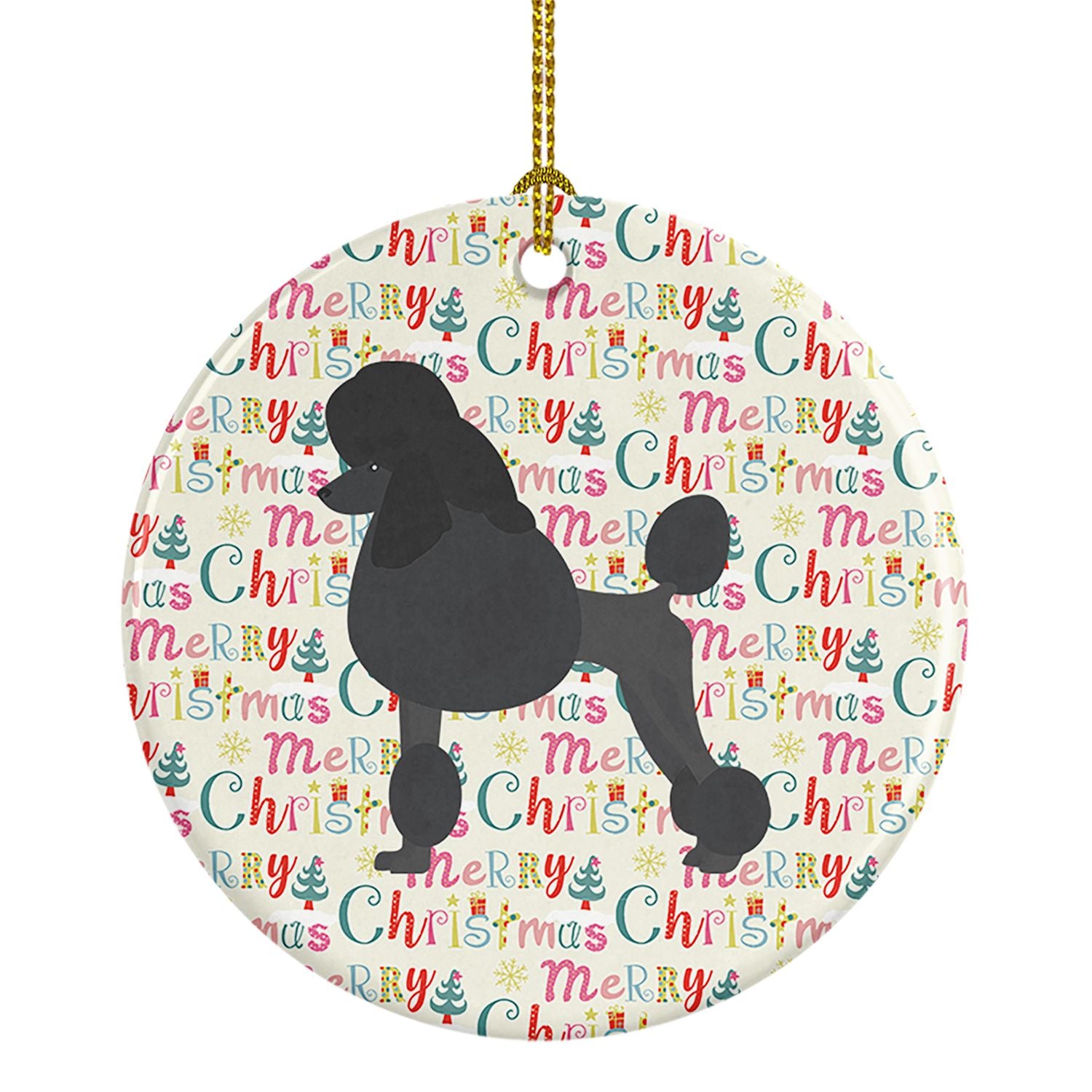 Standard Poodle Merry Christmas Ceramic Ornament Christmas Tree Hanging Decorations for Home Christmas Holiday, Party, Gift, 3 i