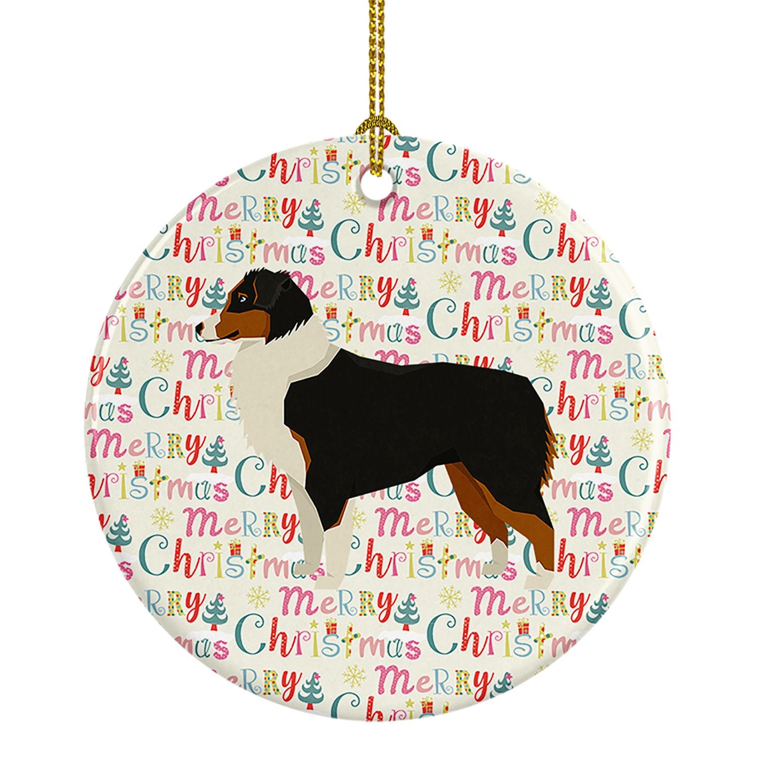 Australian Shepherd Merry Christmas Ceramic Ornament Christmas Tree Hanging Decorations for Home Christmas Holiday, Party, Gift,