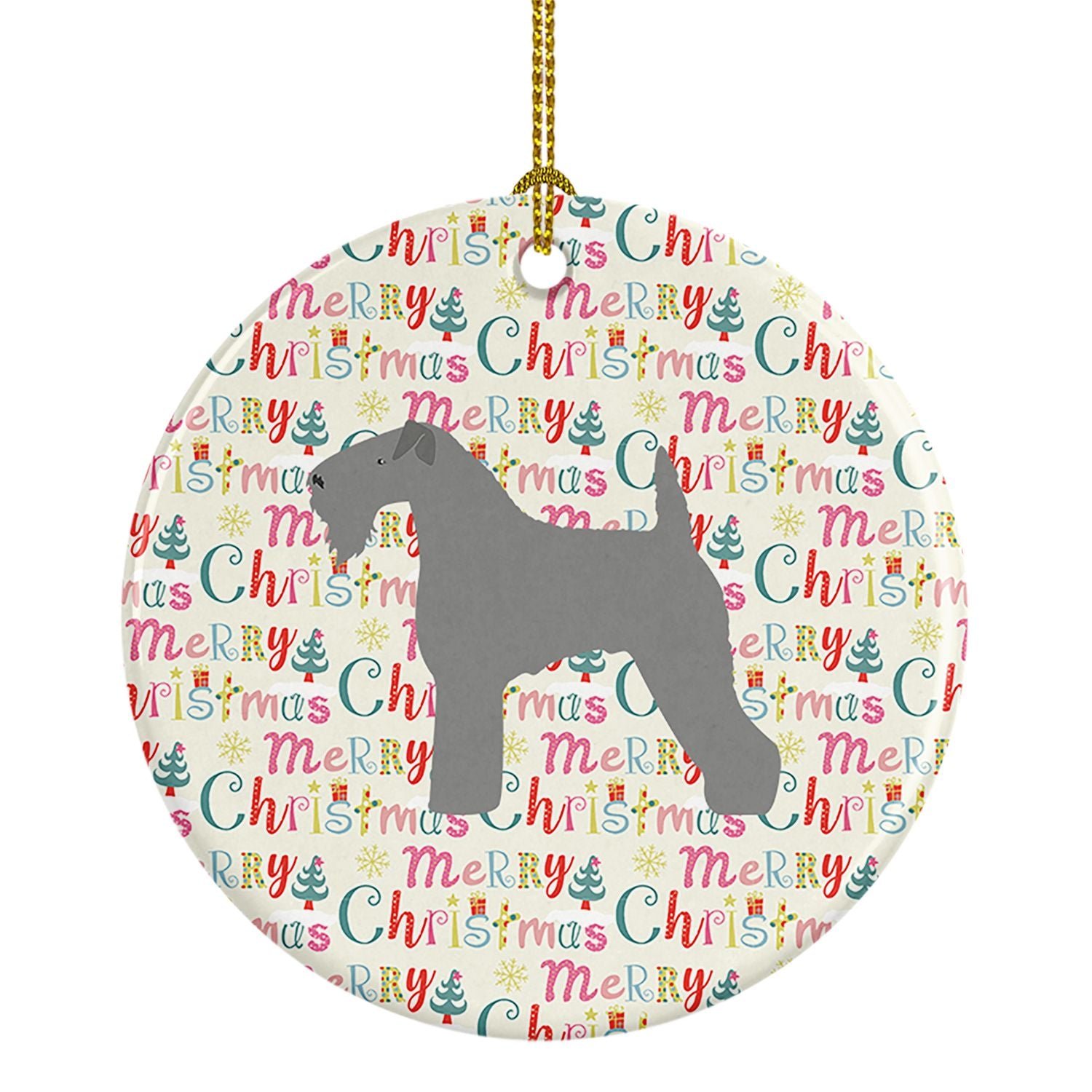 Kerry Blue Terrier Merry Christmas Ceramic Ornament Christmas Tree Hanging Decorations for Home Christmas Holiday, Party, Gift, 