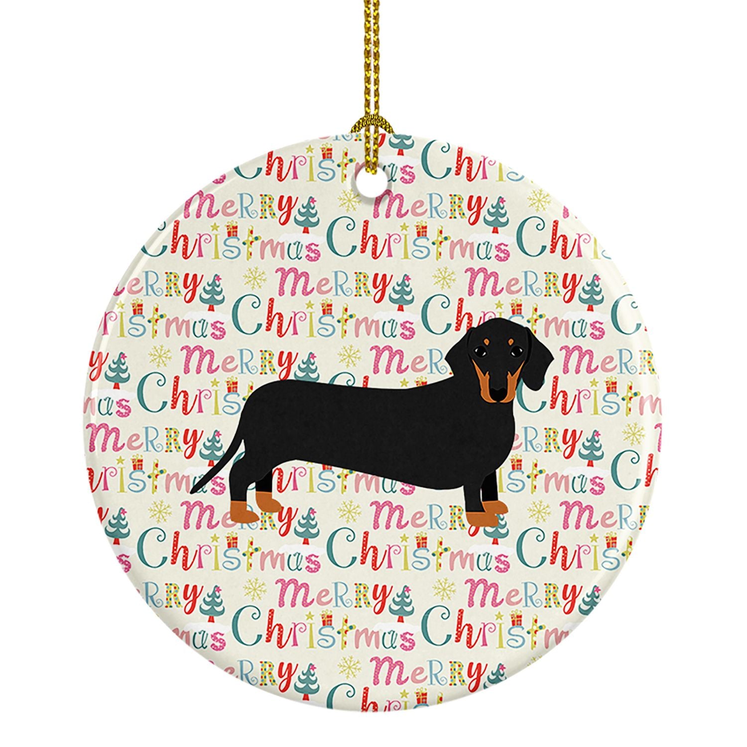 Black and Tan Dachshund Merry Christmas Ceramic Ornament Christmas Tree Hanging Decorations for Home Christmas Holiday, Party, G